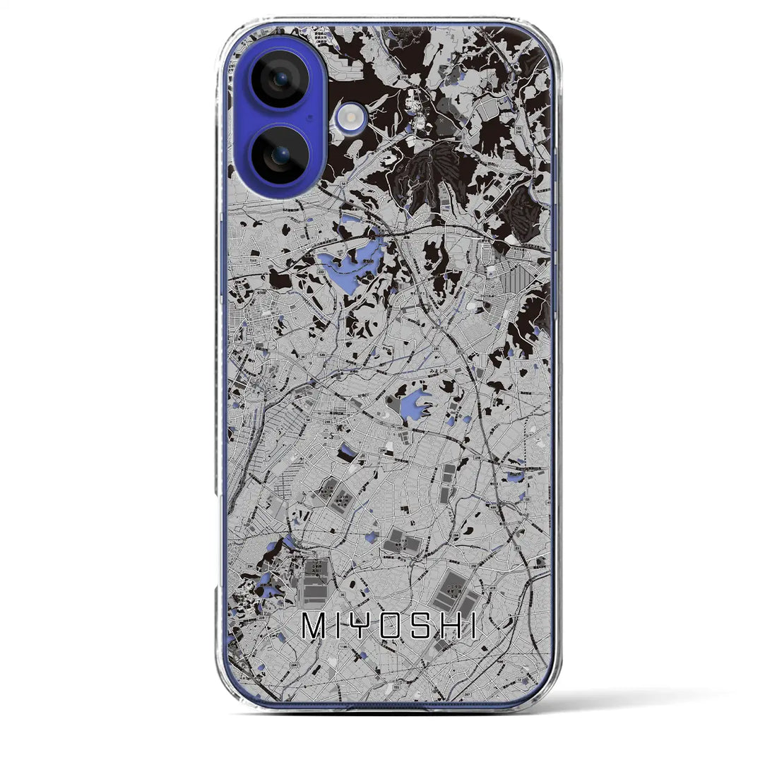 【みよし(愛知県)】地図柄iPhoneケース(クリアタイプ)モノトーン・iPhone 16 Pro Max 用