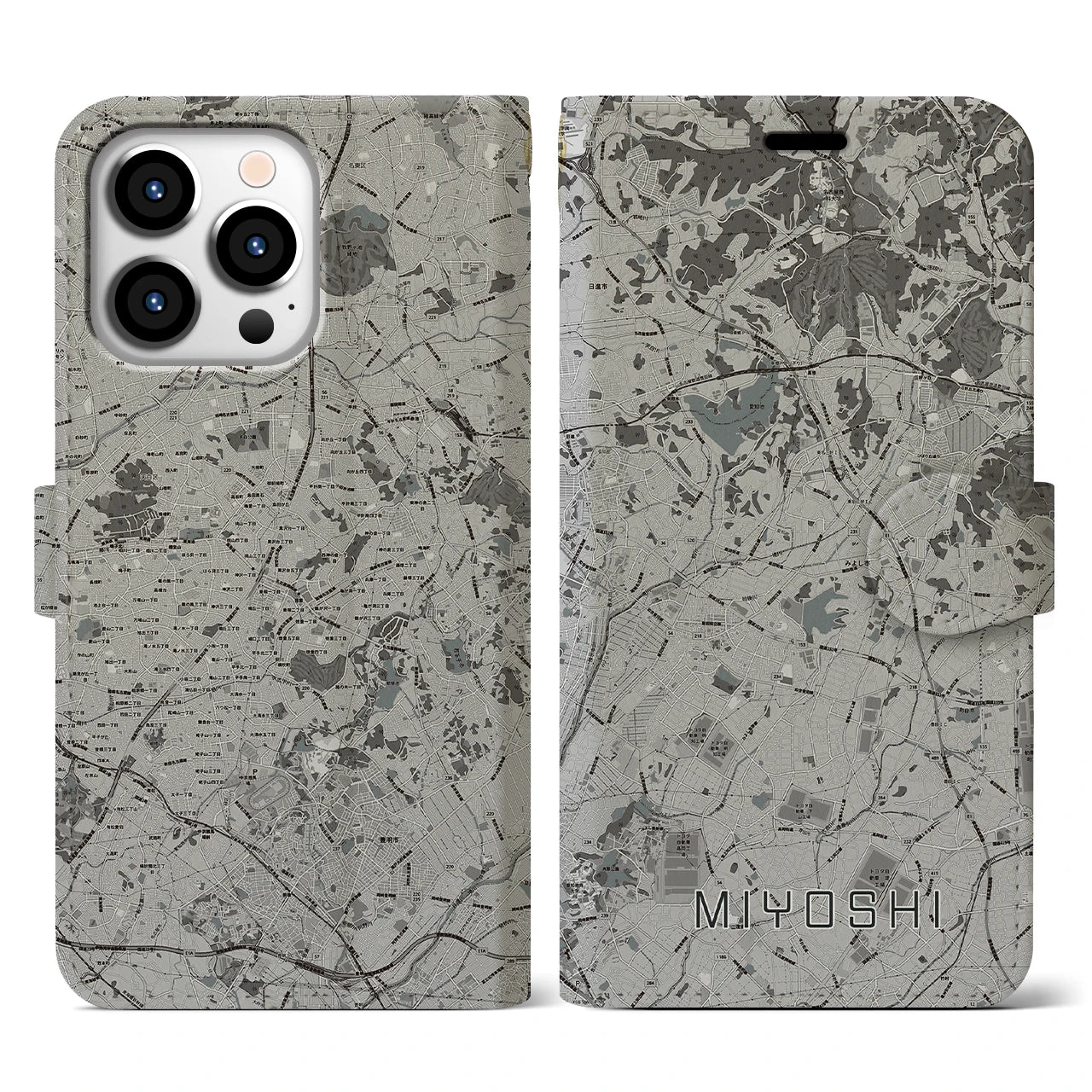 【みよし(愛知県)】地図柄iPhoneケース(手帳タイプ)