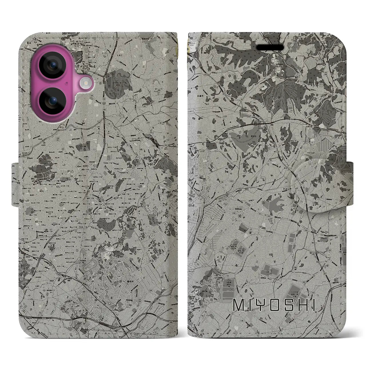 【みよし(愛知県)】地図柄iPhoneケース(手帳タイプ)