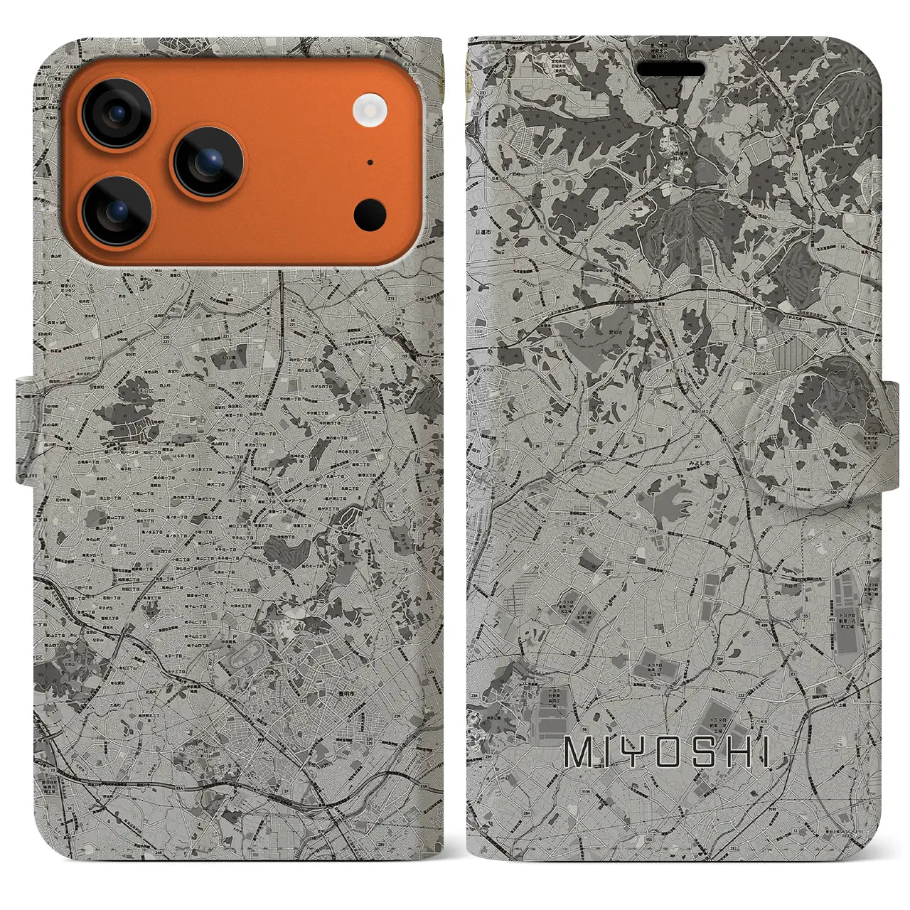 【みよし(愛知県)】地図柄iPhoneケース(手帳タイプ)