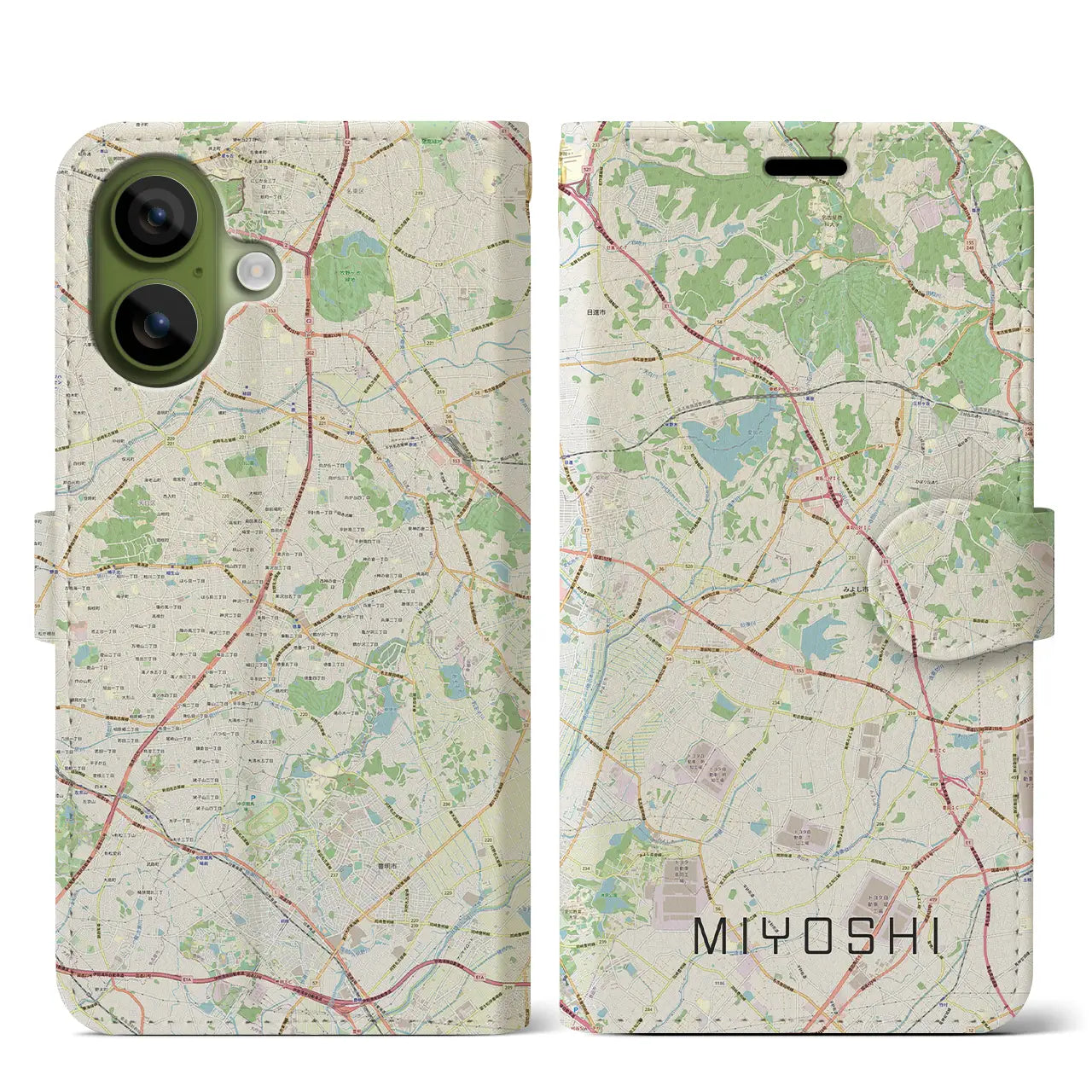 【みよし(愛知県)】地図柄iPhoneケース(手帳タイプ)