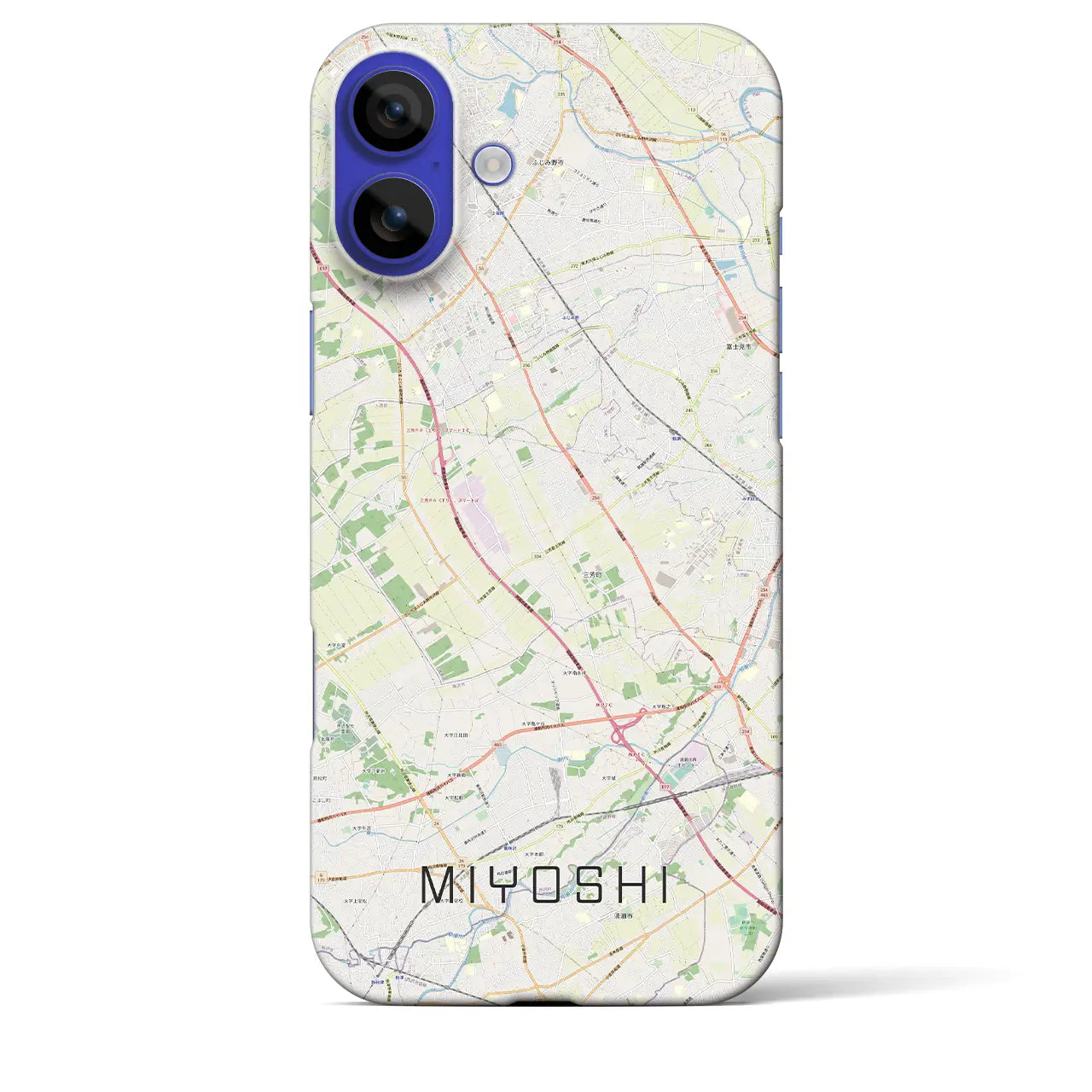 【三芳(埼玉県)】地図柄iPhoneケース(バックカバータイプ)ナチュラル・iPhone 16 Pro Max 用
