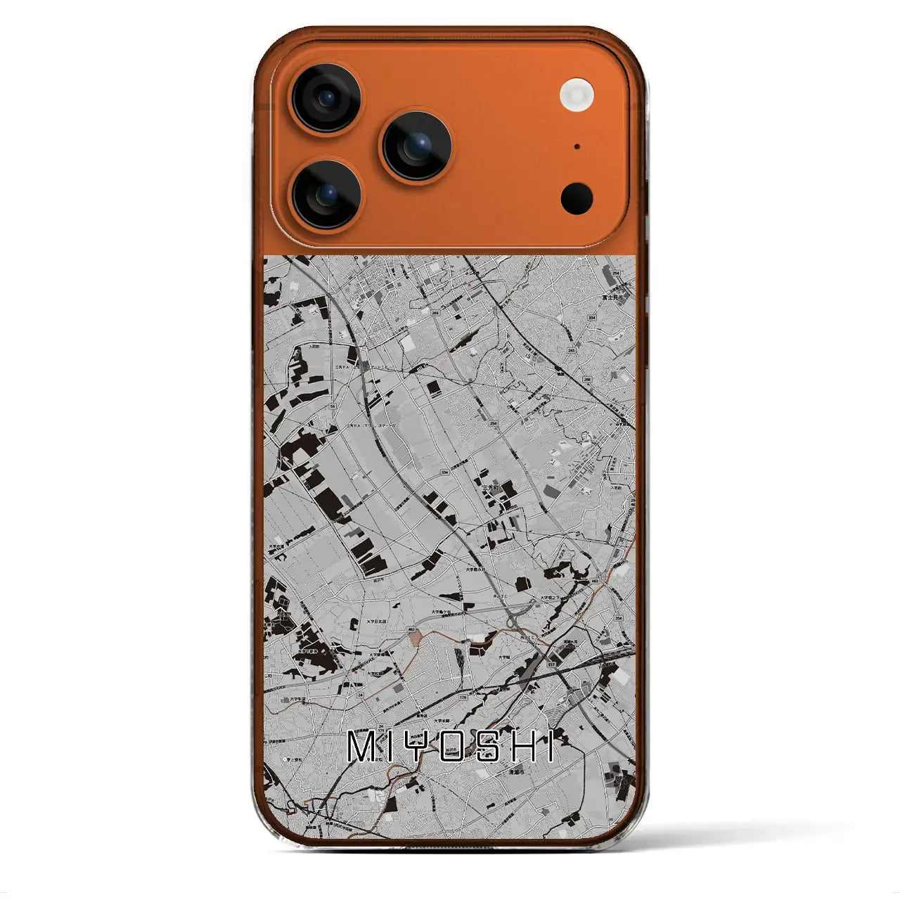 【三芳(埼玉県)】地図柄iPhoneケース(クリアタイプ)モノトーン・iPhone 17 Pro Max 用