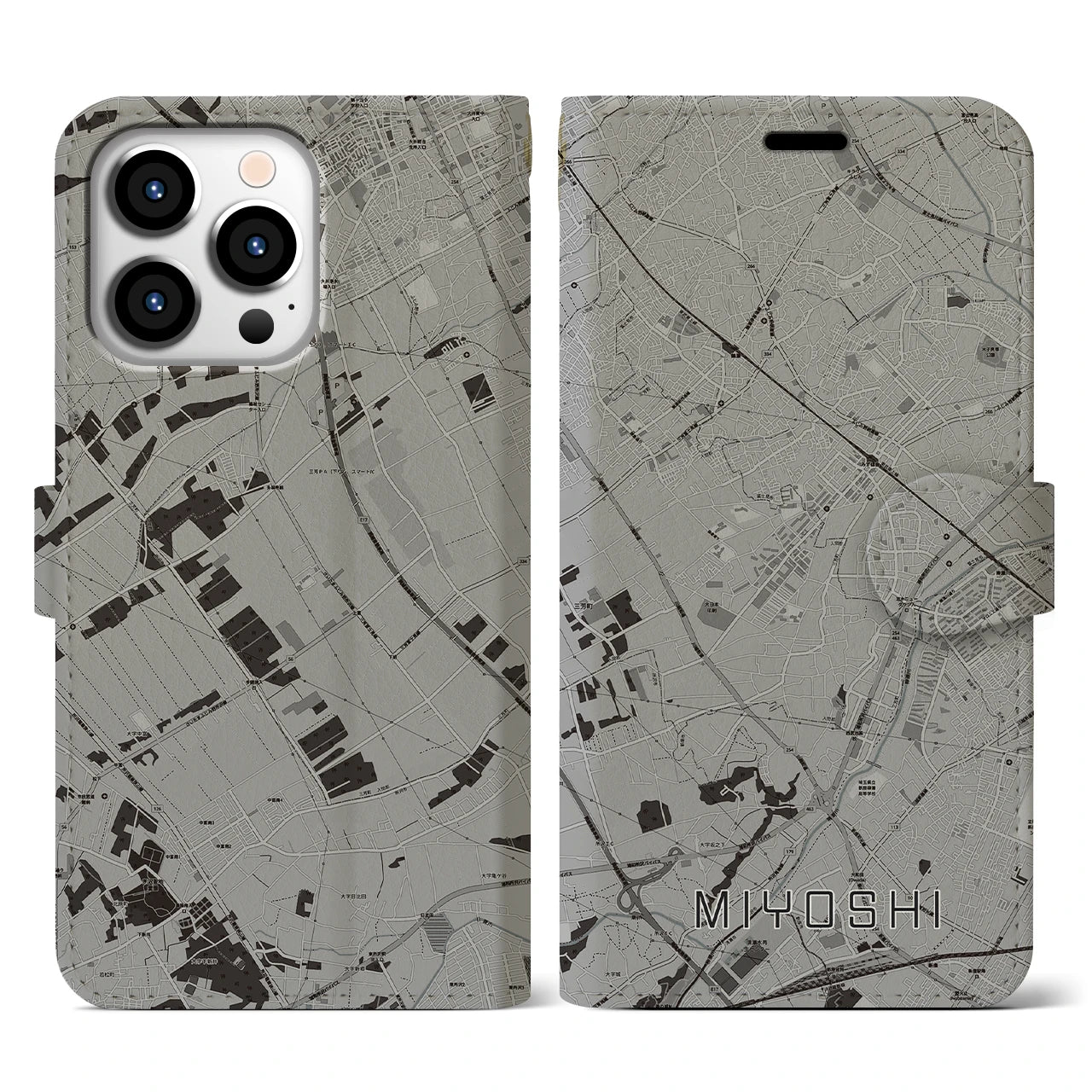 【三芳(埼玉県)】地図柄iPhoneケース(手帳タイプ)