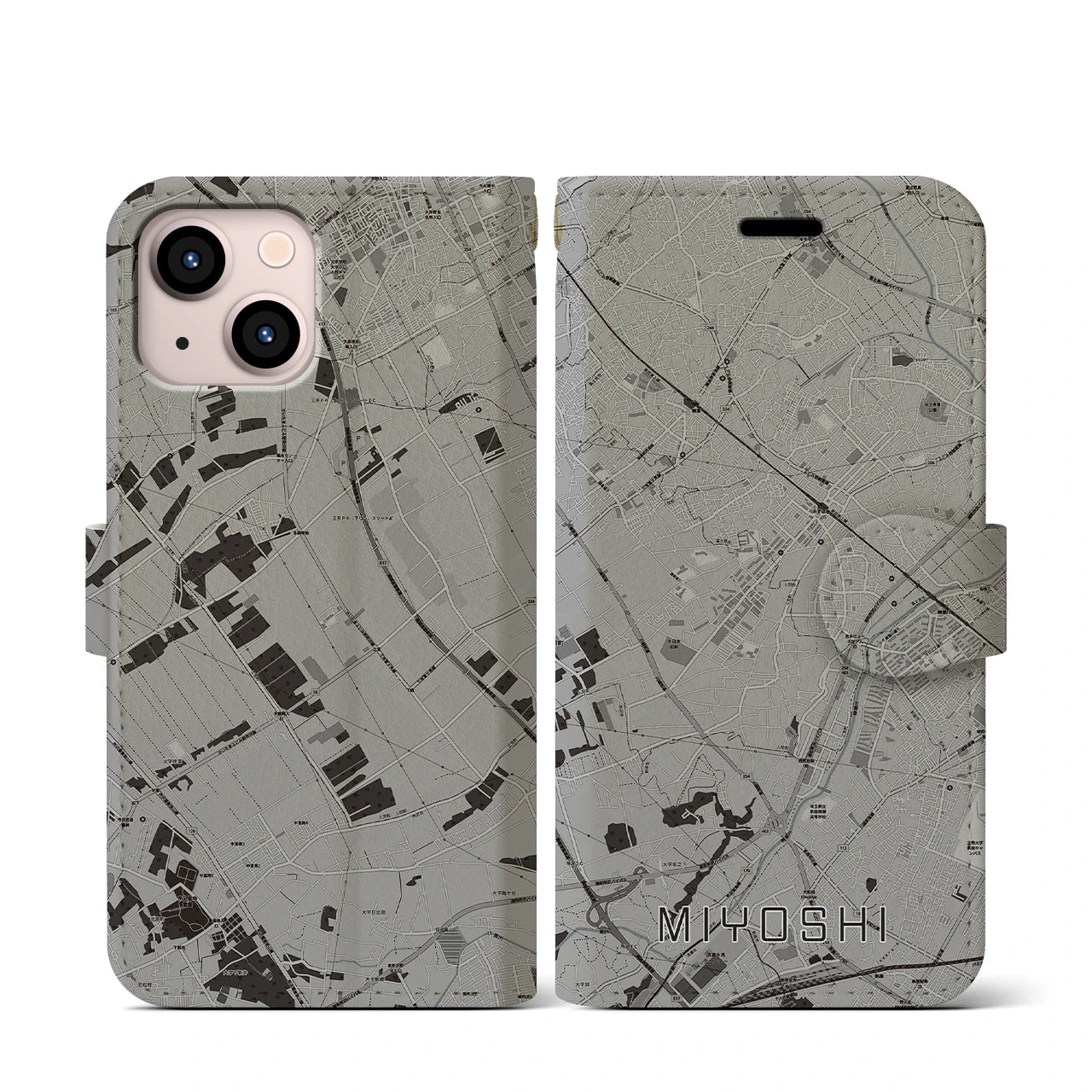 【三芳(埼玉県)】地図柄iPhoneケース(手帳タイプ)