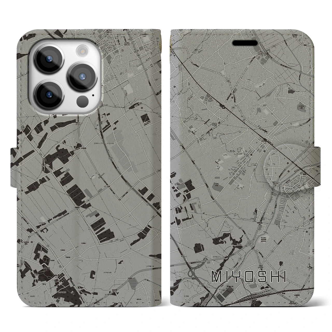 【三芳(埼玉県)】地図柄iPhoneケース(手帳タイプ)