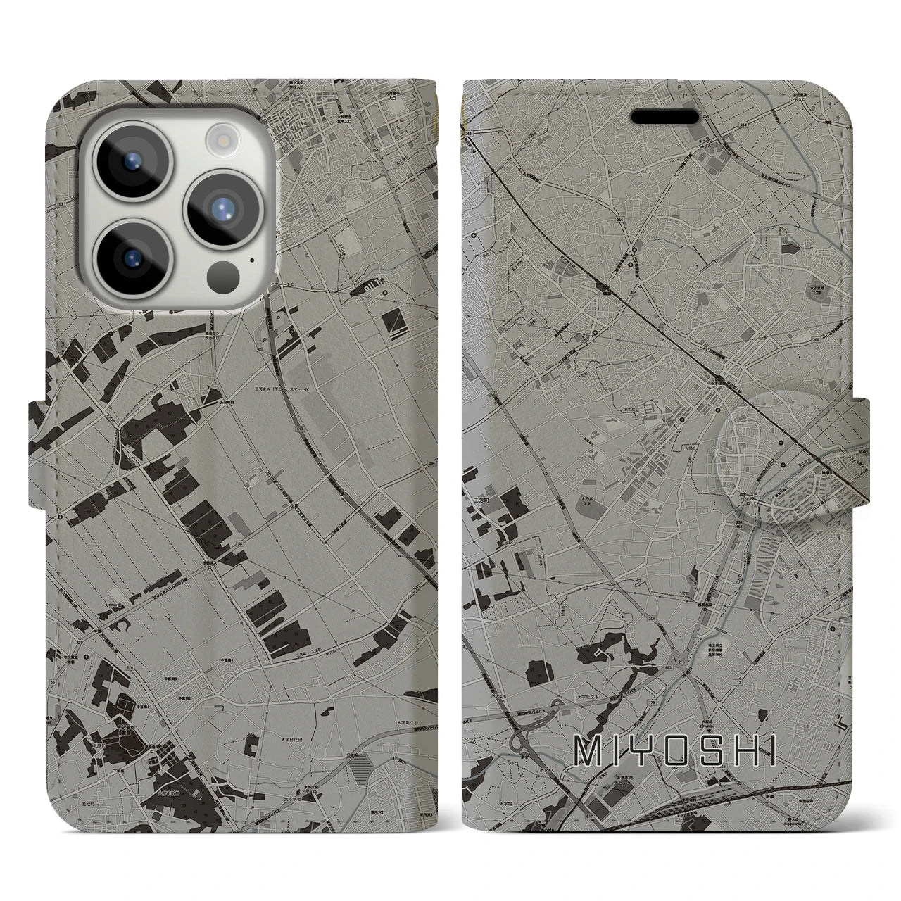 【三芳(埼玉県)】地図柄iPhoneケース(手帳タイプ)