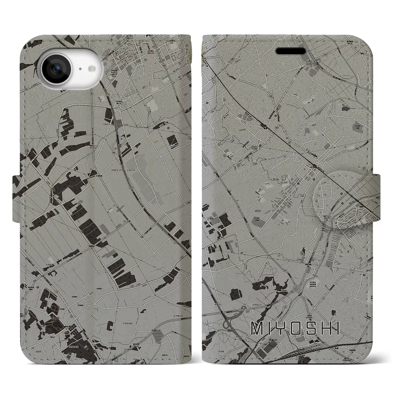 【三芳(埼玉県)】地図柄iPhoneケース(手帳タイプ)