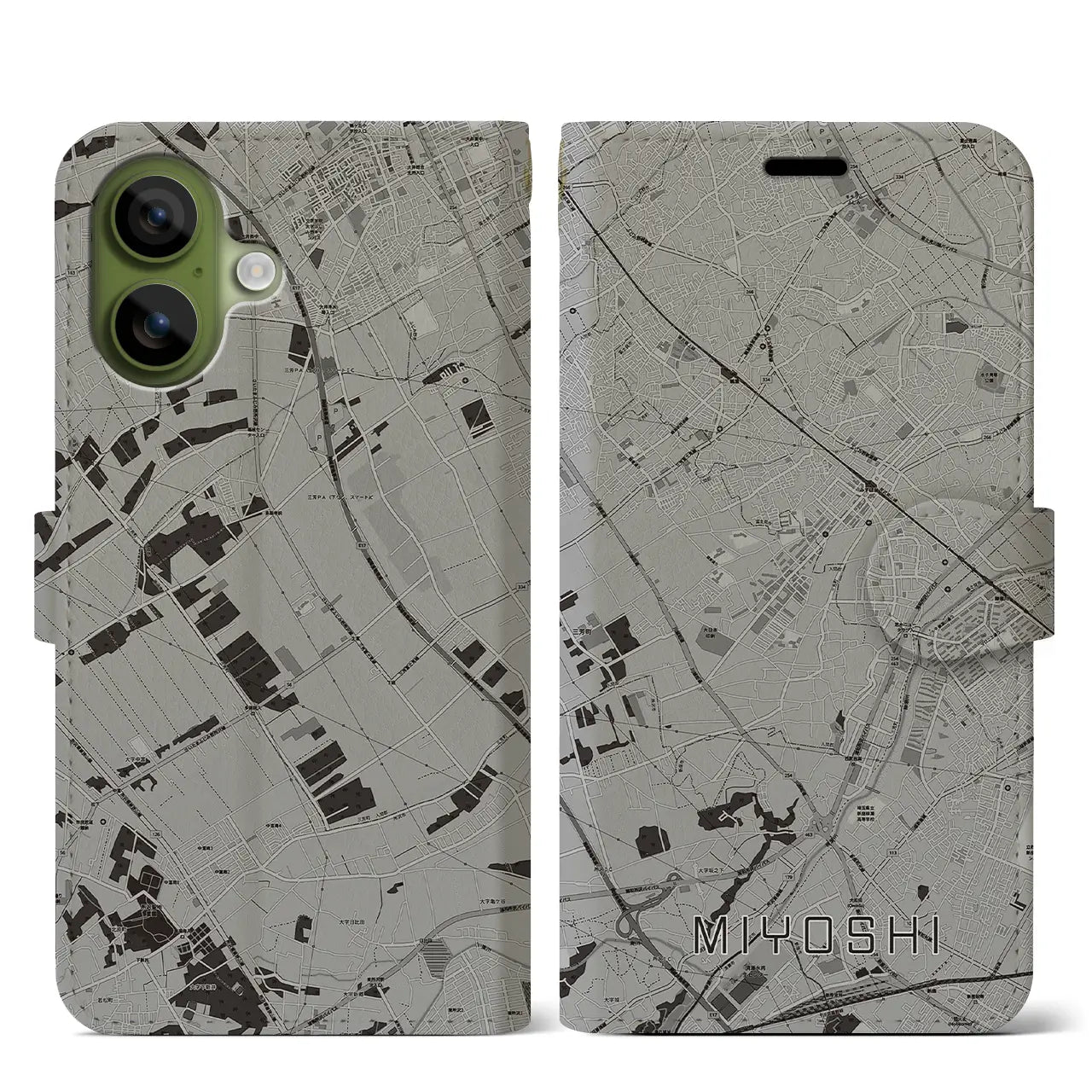 【三芳(埼玉県)】地図柄iPhoneケース(手帳タイプ)