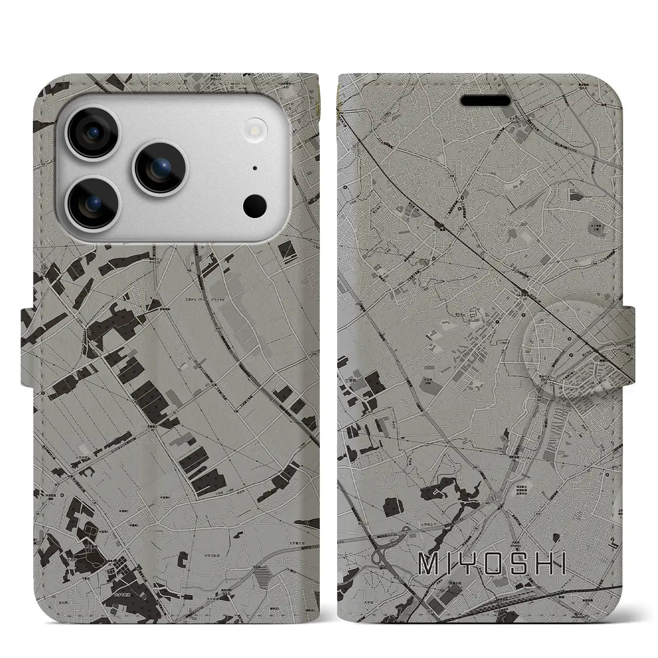 【三芳(埼玉県)】地図柄iPhoneケース(手帳タイプ)