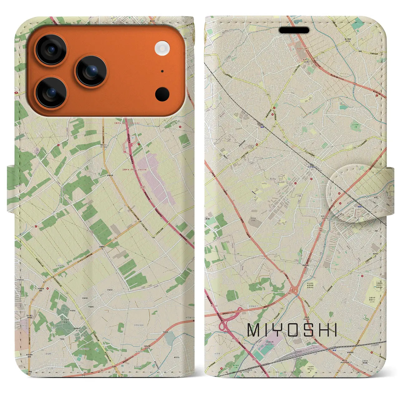 【三芳(埼玉県)】地図柄iPhoneケース(手帳タイプ)