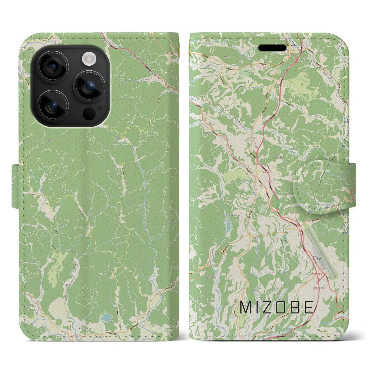【溝辺(鹿児島県)】地図柄iPhoneケース(手帳タイプ)ナチュラル・iPhone 16 用