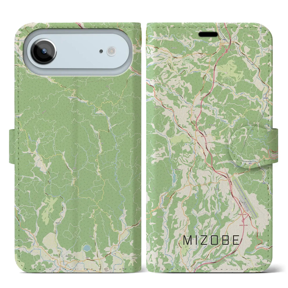 【溝辺(鹿児島県)】地図柄iPhoneケース(手帳タイプ)ナチュラル・iPhone 17 Pro Max 用