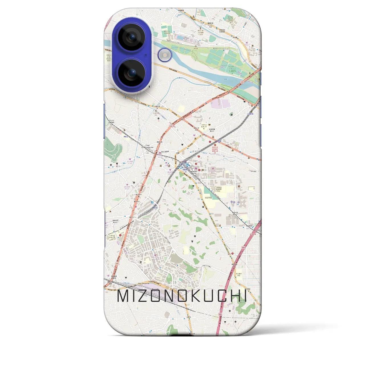 【溝の口(神奈川県)】地図柄iPhoneケース(バックカバータイプ)ブラック・iPhone 16 Pro Max 用
