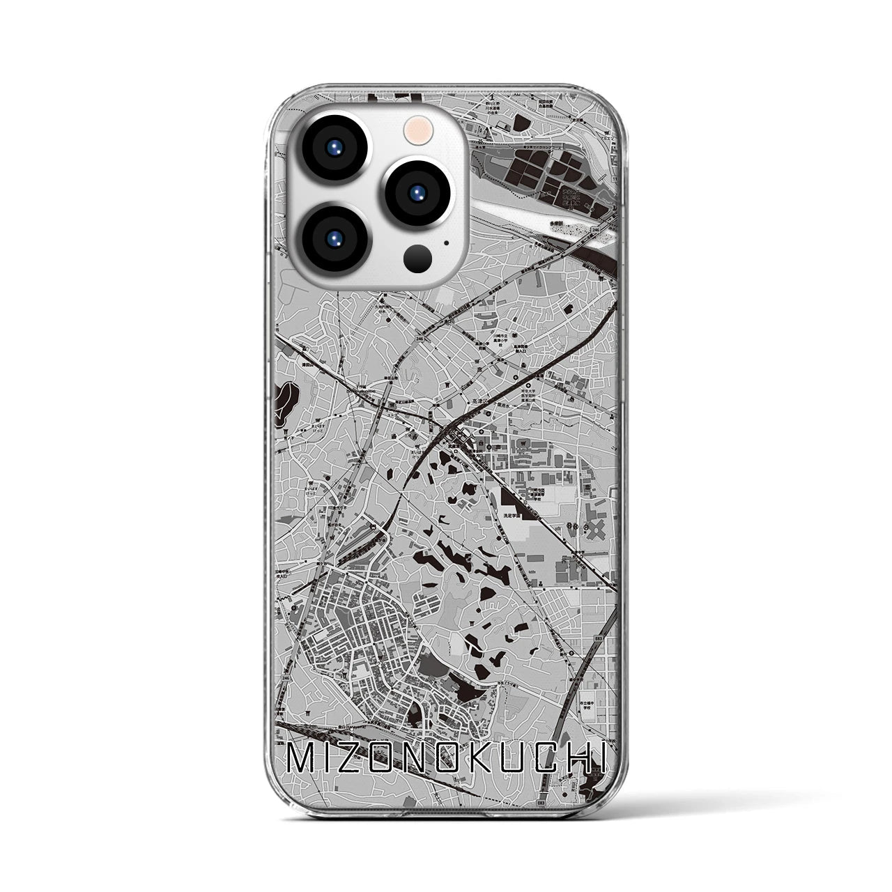 【溝の口(神奈川県)】地図柄iPhoneケース(クリアタイプ)