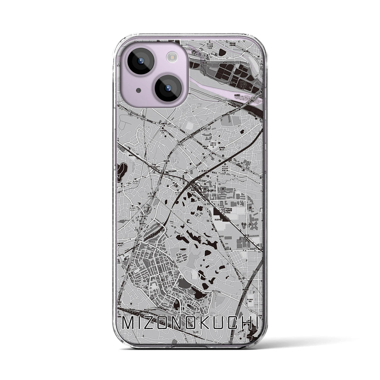 【溝の口(神奈川県)】地図柄iPhoneケース(クリアタイプ)