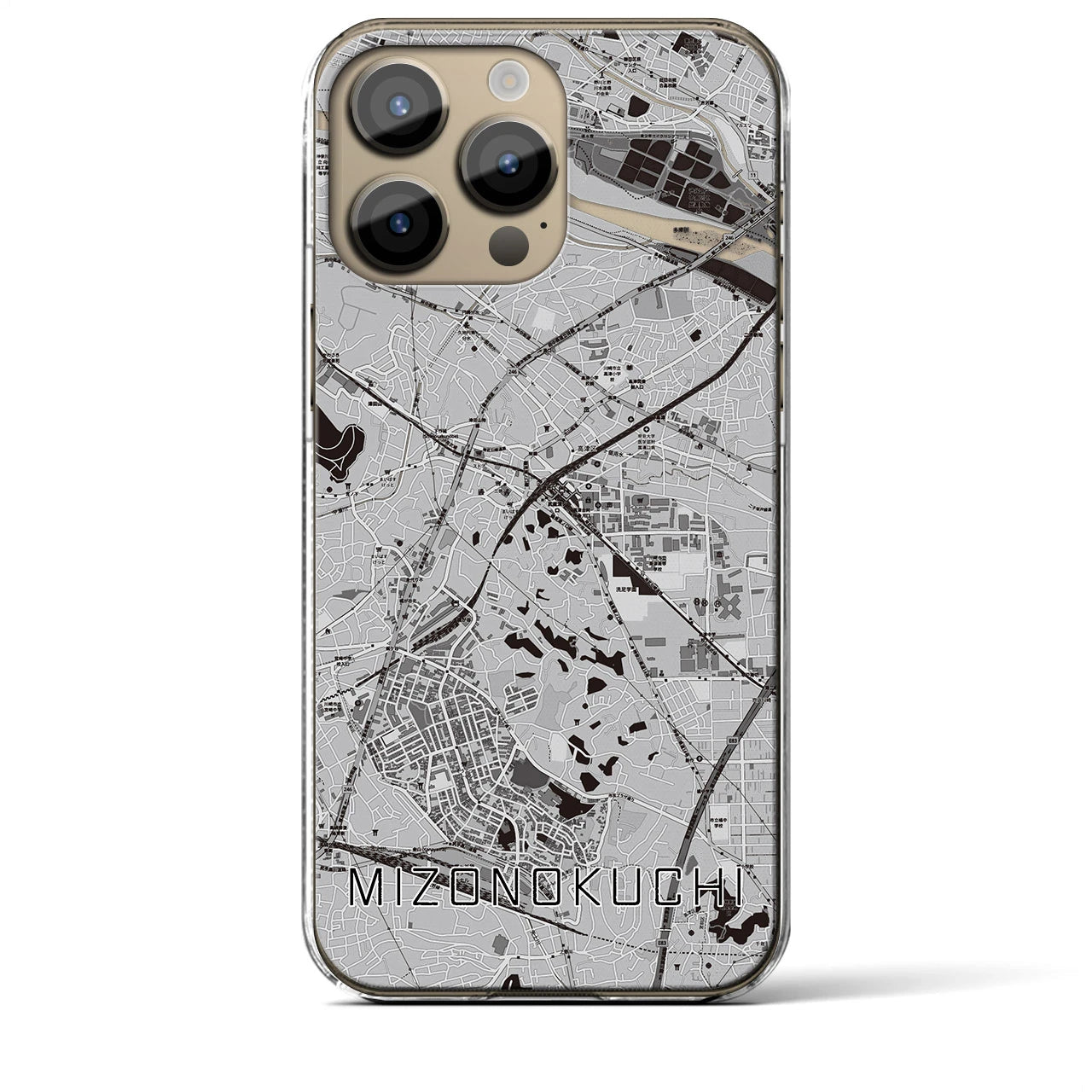 【溝の口(神奈川県)】地図柄iPhoneケース(クリアタイプ)