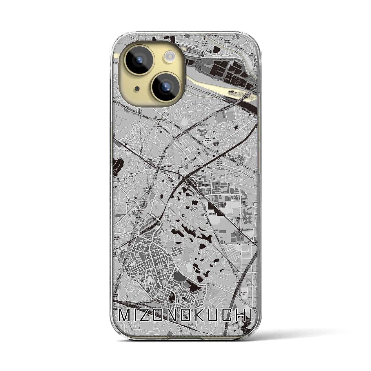 【溝の口(神奈川県)】地図柄iPhoneケース(クリアタイプ)