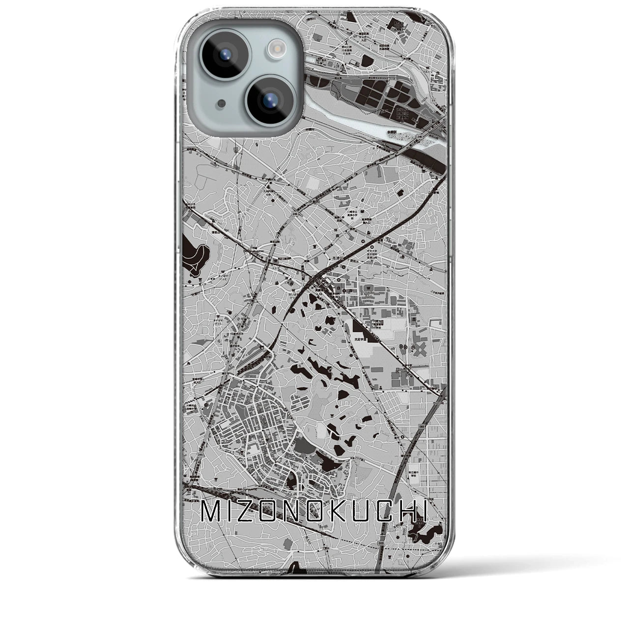 【溝の口(神奈川県)】地図柄iPhoneケース(クリアタイプ)