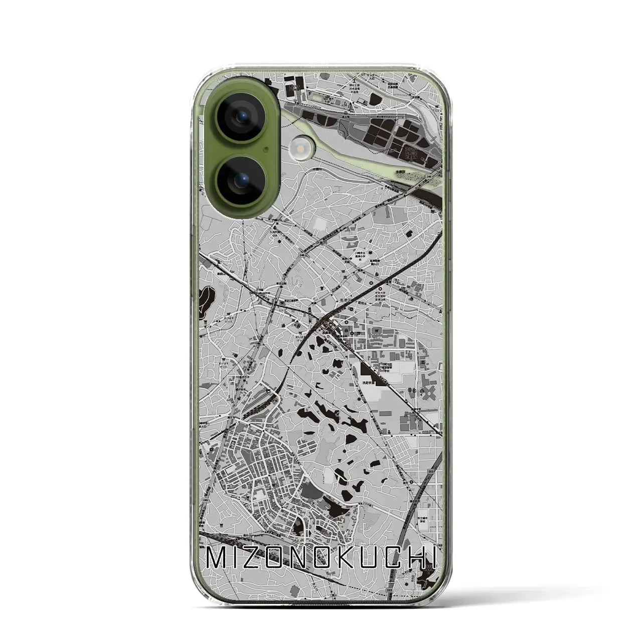 【溝の口(神奈川県)】地図柄iPhoneケース(クリアタイプ)