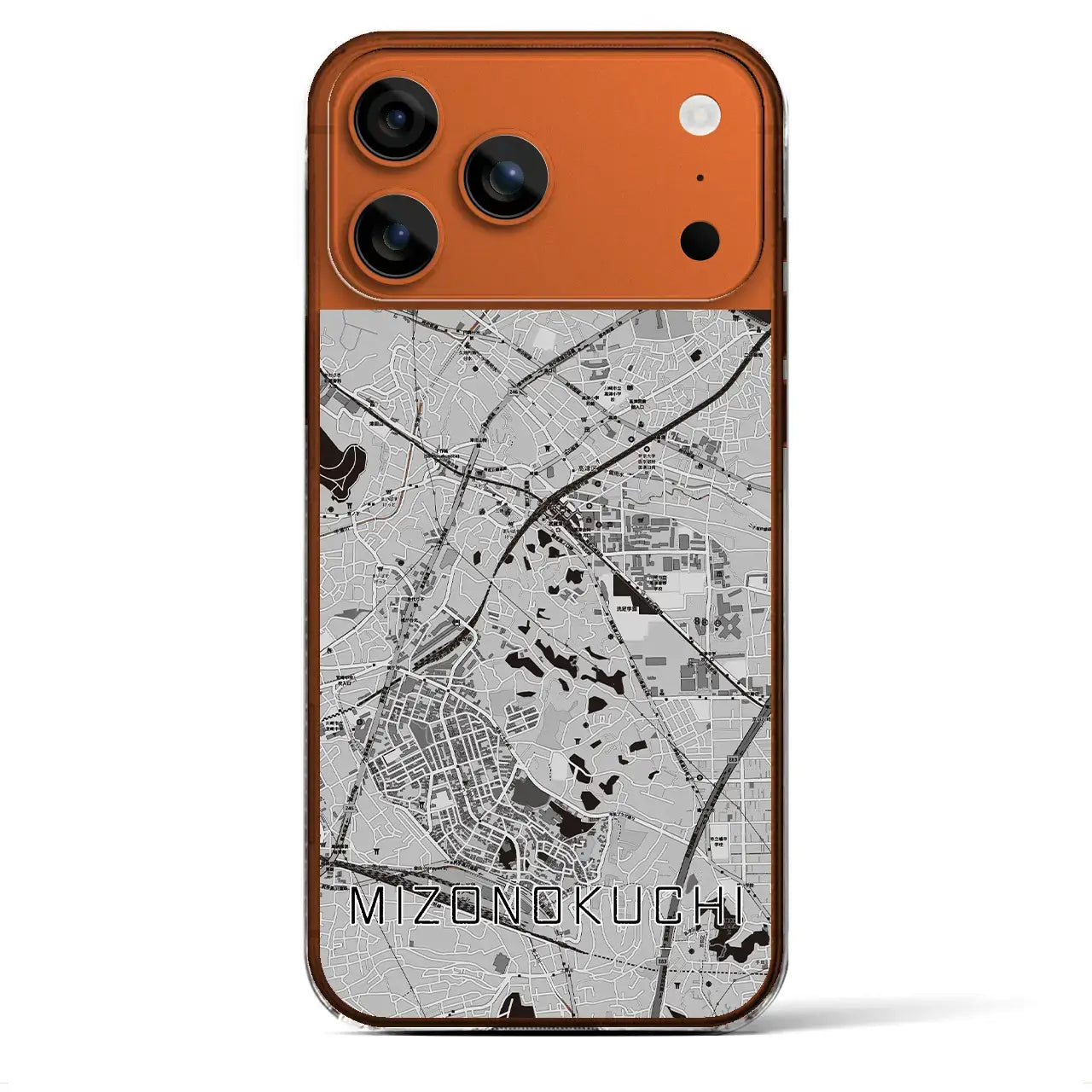 【溝の口(神奈川県)】地図柄iPhoneケース(クリアタイプ)モノトーン・iPhone 17 Pro Max 用