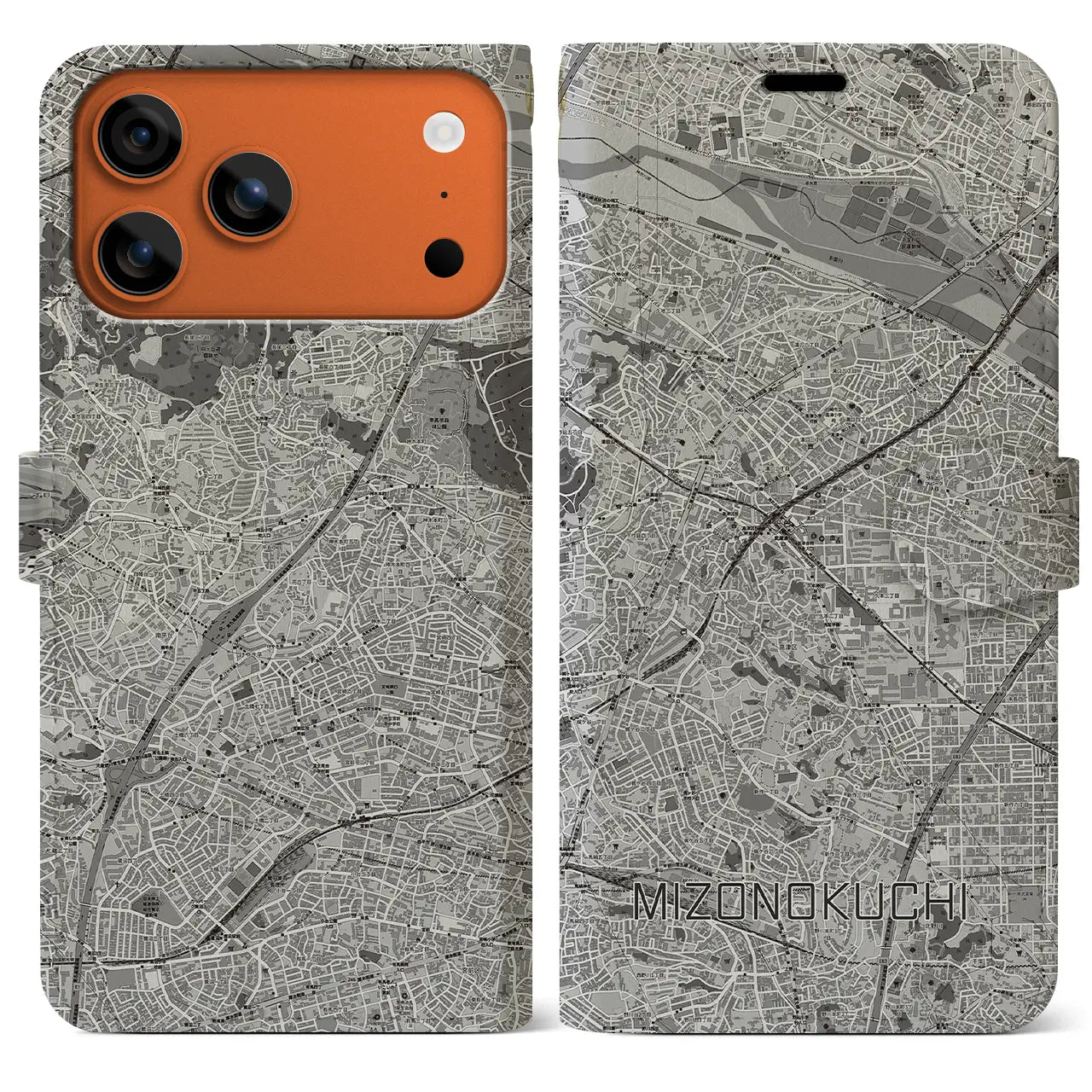 【溝の口(神奈川県)】地図柄iPhoneケース(手帳タイプ)