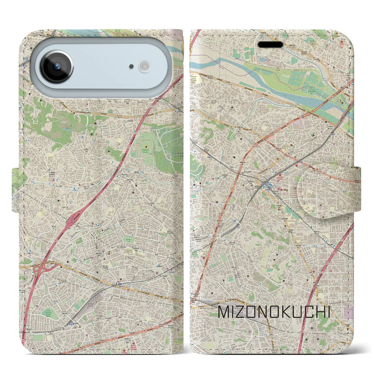 【溝の口(神奈川県)】地図柄iPhoneケース(手帳タイプ)