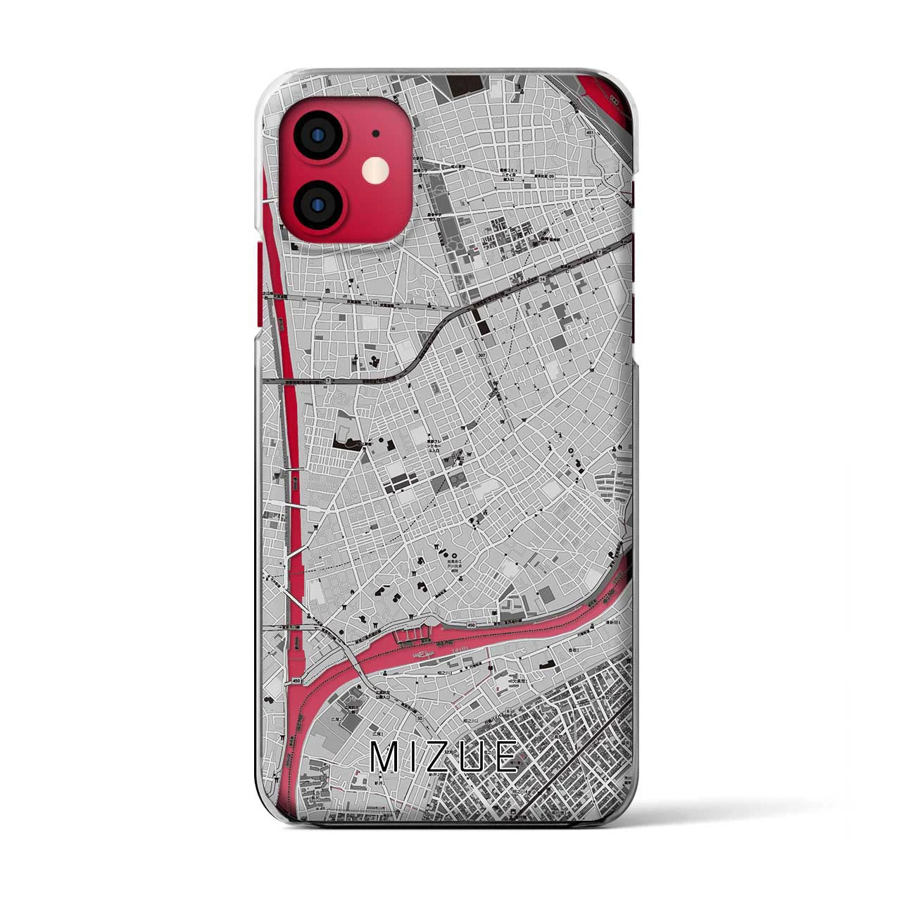 【瑞江(東京都)】地図柄iPhoneケース(クリアタイプ)モノトーン・iPhone 11 用
