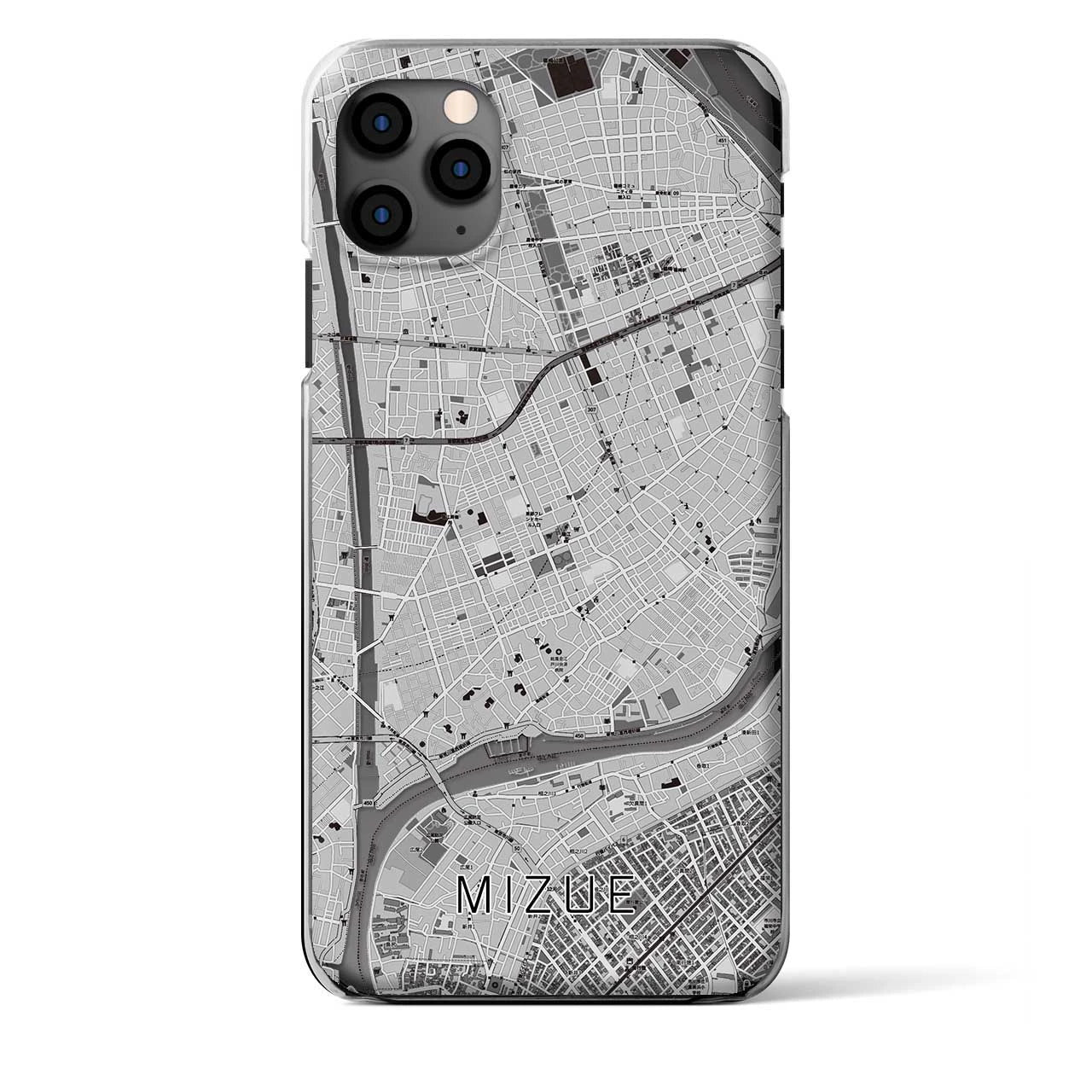 【瑞江(東京都)】地図柄iPhoneケース(クリアタイプ)モノトーン・iPhone 11 Pro Max 用