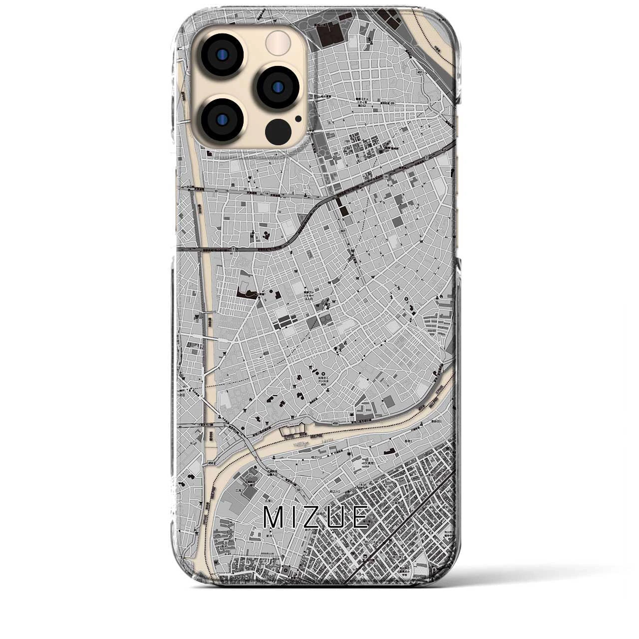 【瑞江(東京都)】地図柄iPhoneケース(クリアタイプ)モノトーン・iPhone 12 Pro Max 用