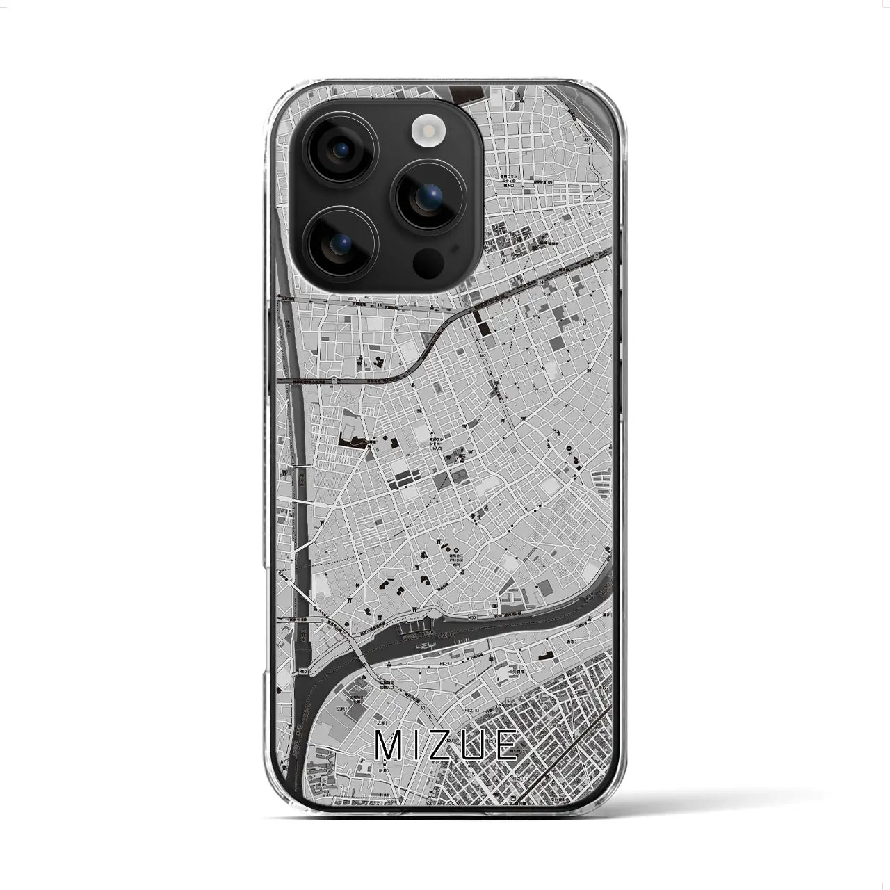 【瑞江(東京都)】地図柄iPhoneケース(クリアタイプ)モノトーン・iPhone 16 用