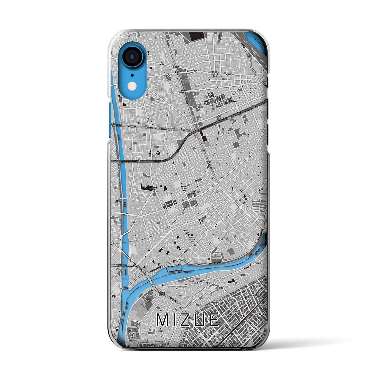 【瑞江(東京都)】地図柄iPhoneケース(クリアタイプ)モノトーン・iPhone XR 用