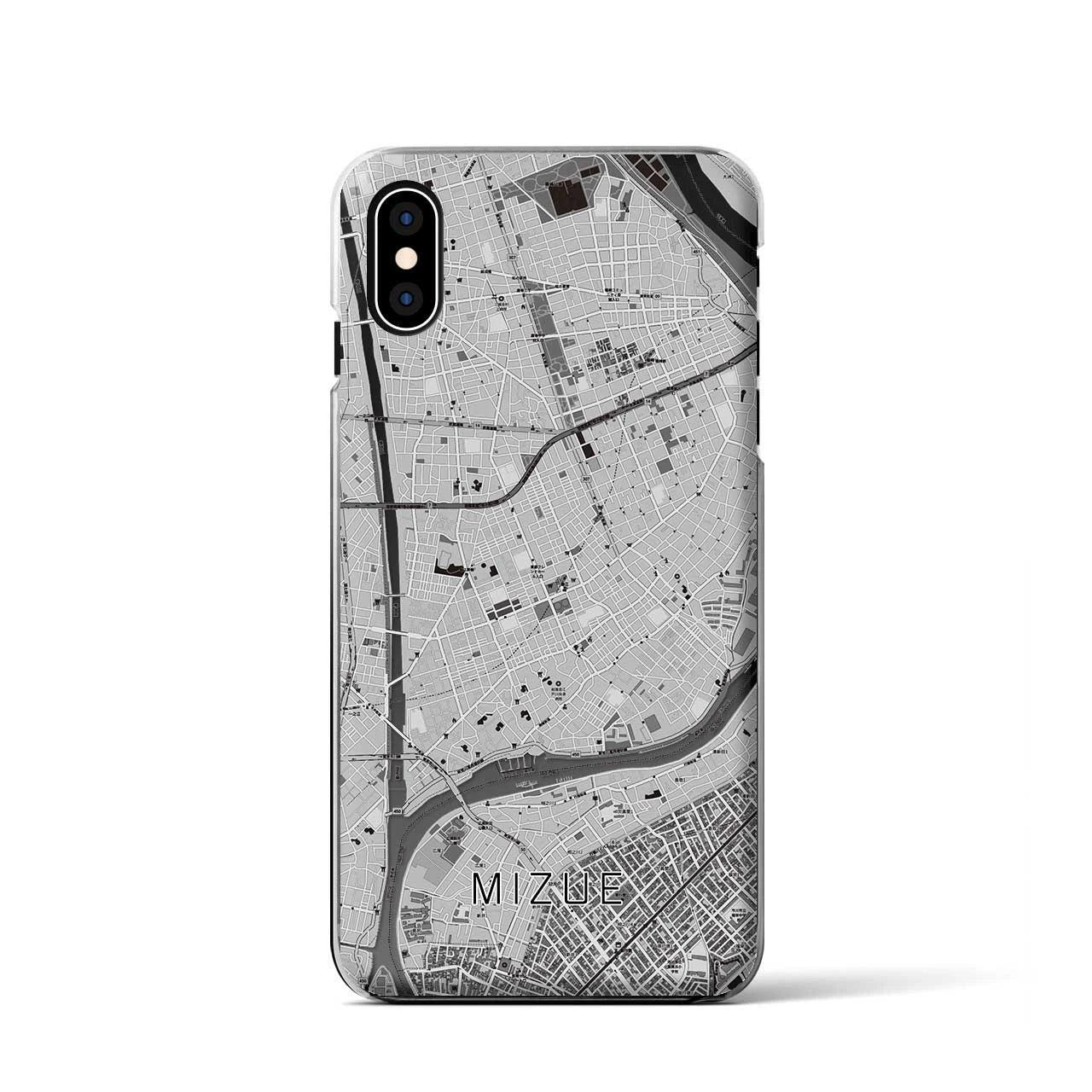【瑞江(東京都)】地図柄iPhoneケース(クリアタイプ)モノトーン・iPhone XS / X 用