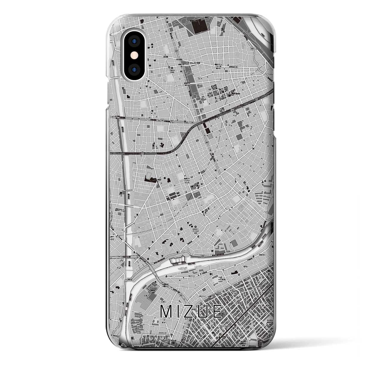 【瑞江(東京都)】地図柄iPhoneケース(クリアタイプ)モノトーン・iPhone XS Max 用