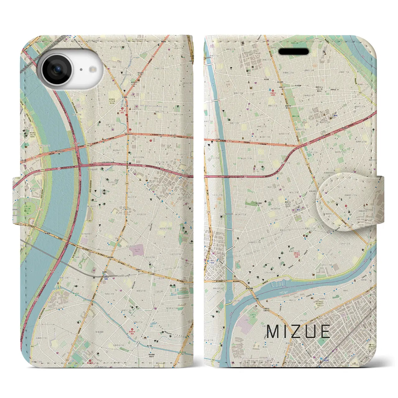 【瑞江(東京都)】地図柄iPhoneケース(手帳タイプ)