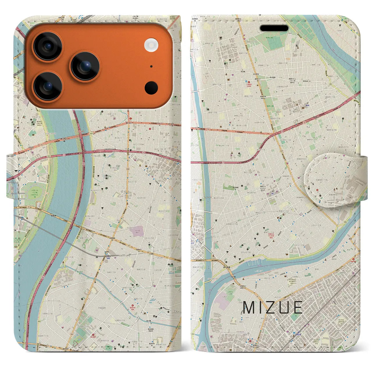 【瑞江(東京都)】地図柄iPhoneケース(手帳タイプ)