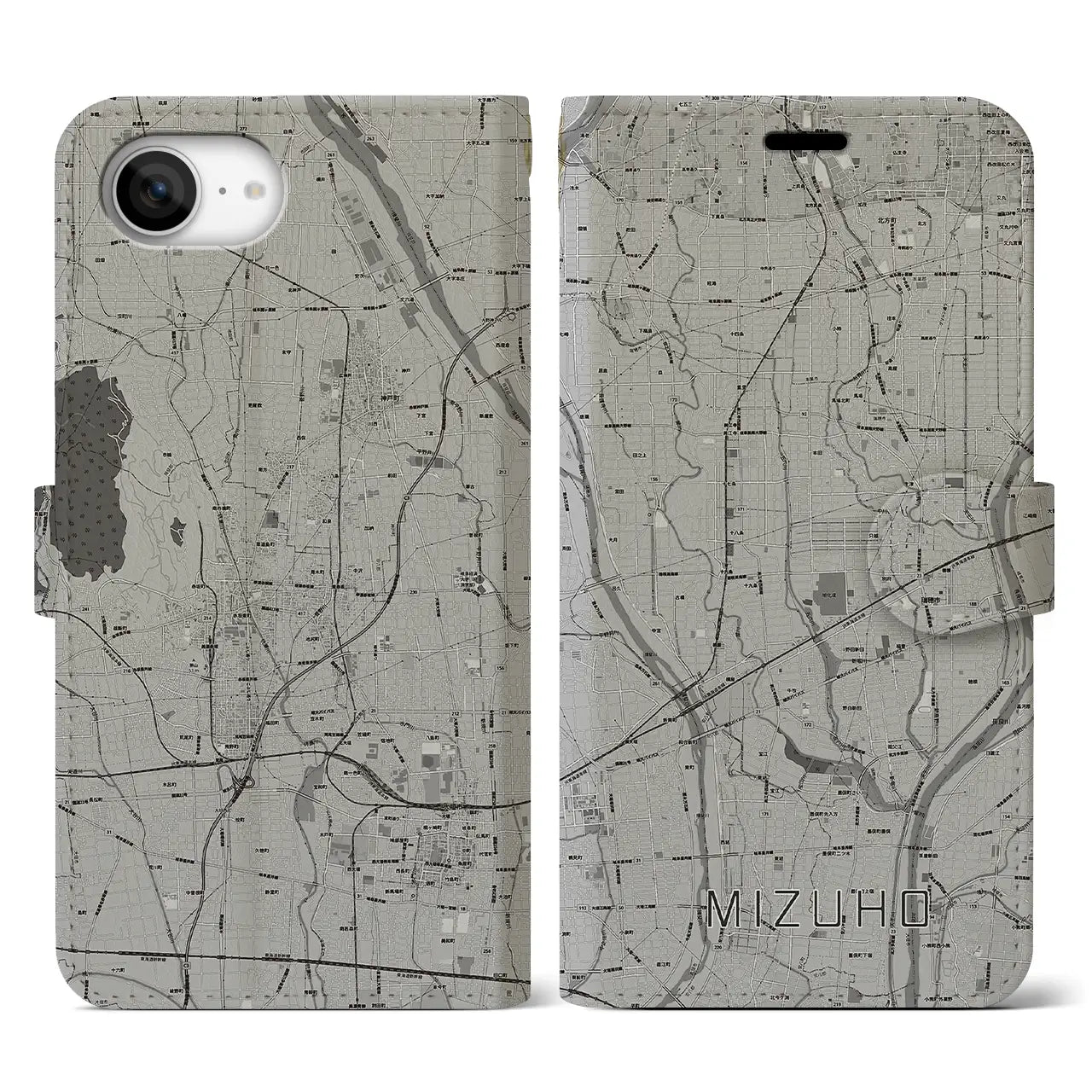【瑞穂(岐阜県)】地図柄iPhoneケース(手帳タイプ)