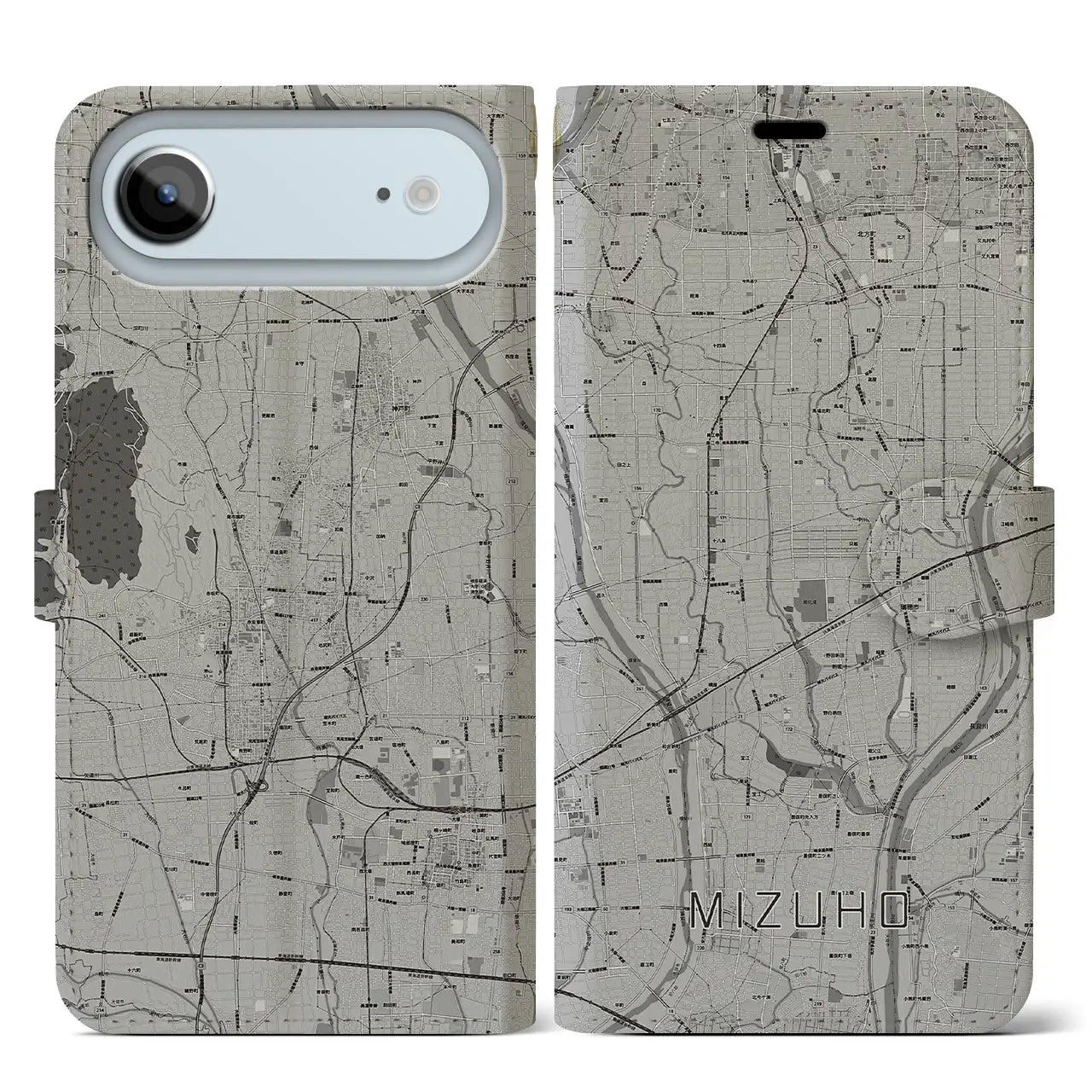 【瑞穂(岐阜県)】地図柄iPhoneケース(手帳タイプ)