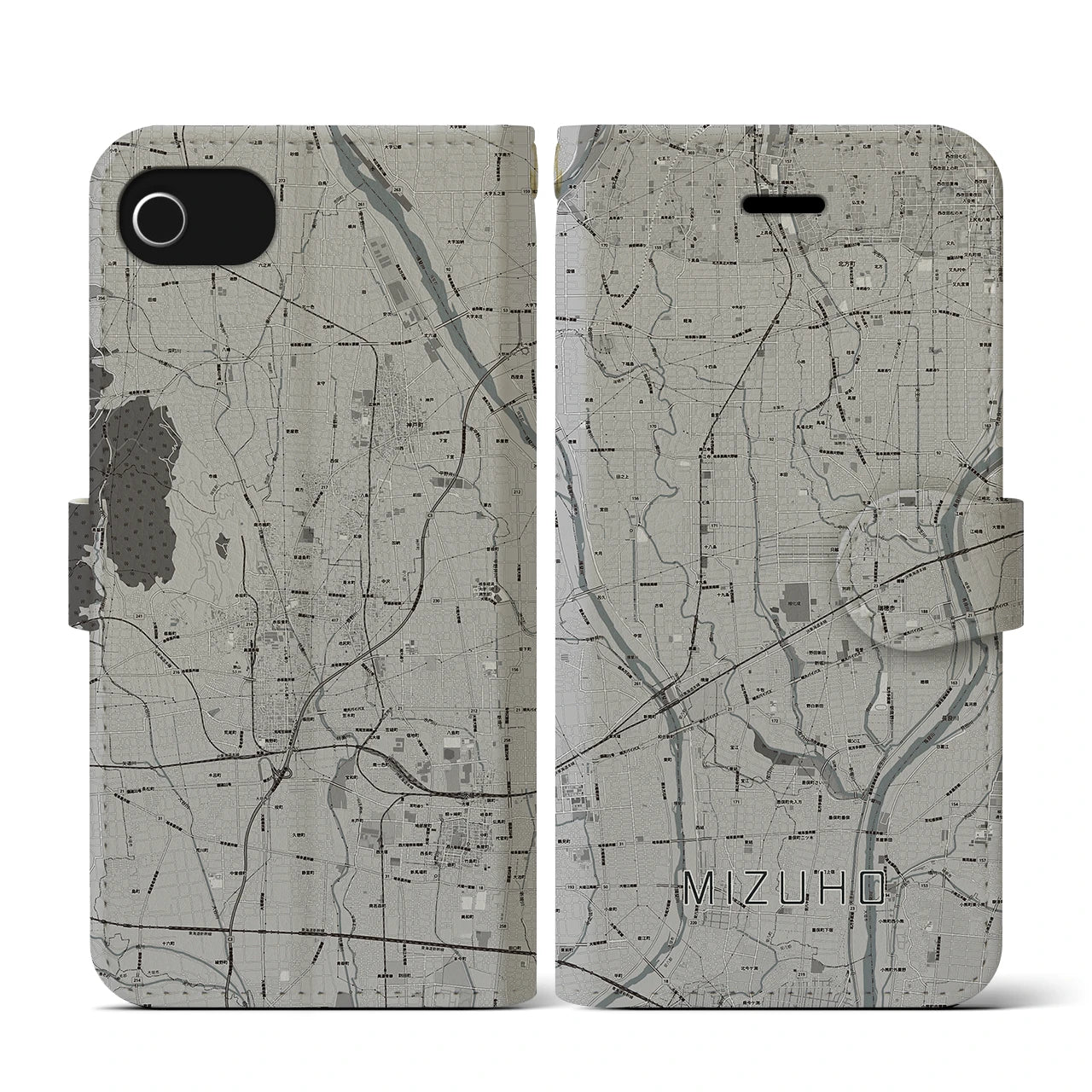 【瑞穂(岐阜県)】地図柄iPhoneケース(手帳タイプ)