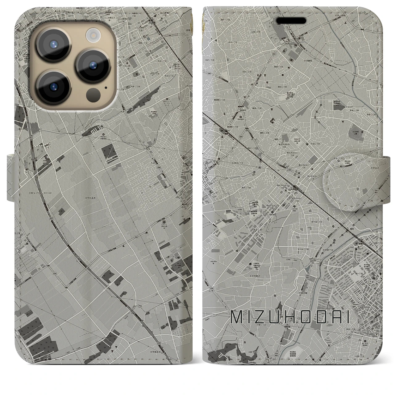 【みずほ台(埼玉県)】地図柄iPhoneケース(手帳タイプ)