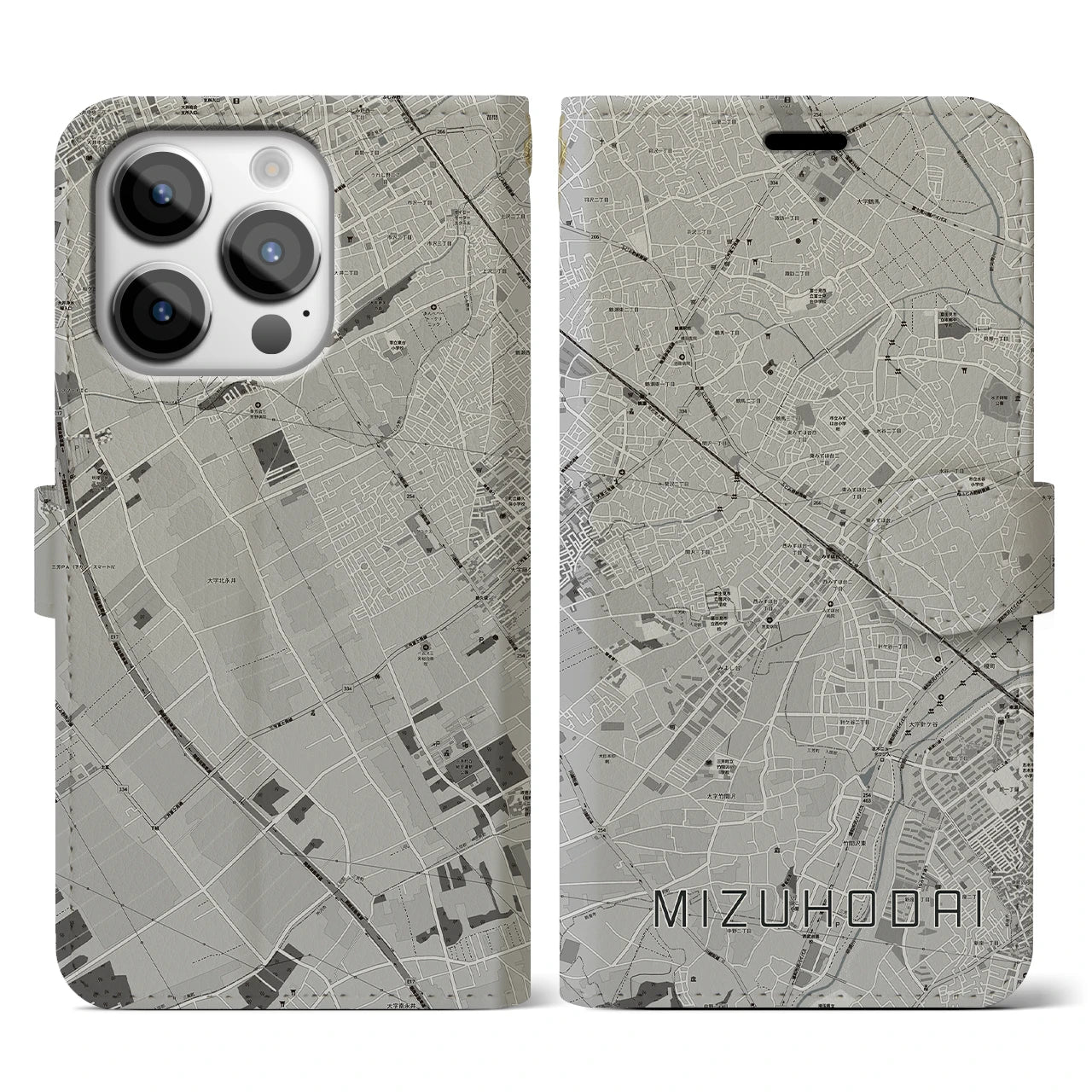 【みずほ台(埼玉県)】地図柄iPhoneケース(手帳タイプ)