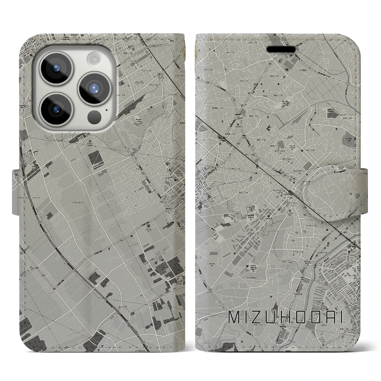 【みずほ台(埼玉県)】地図柄iPhoneケース(手帳タイプ)