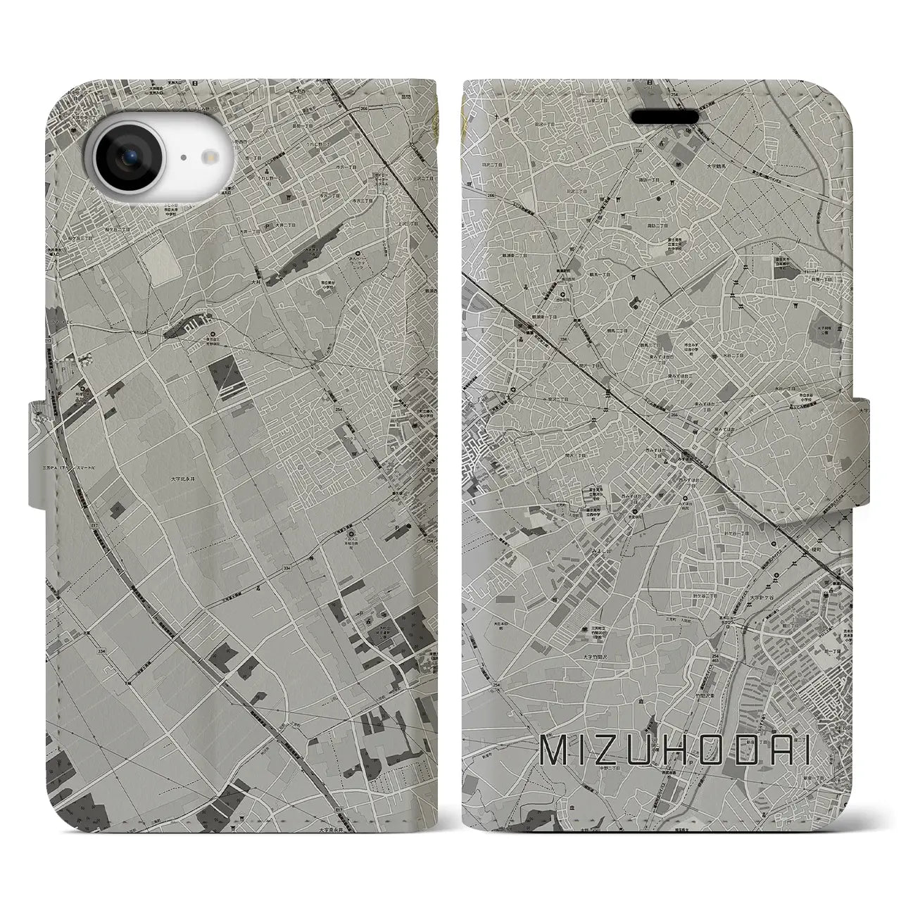 【みずほ台(埼玉県)】地図柄iPhoneケース(手帳タイプ)