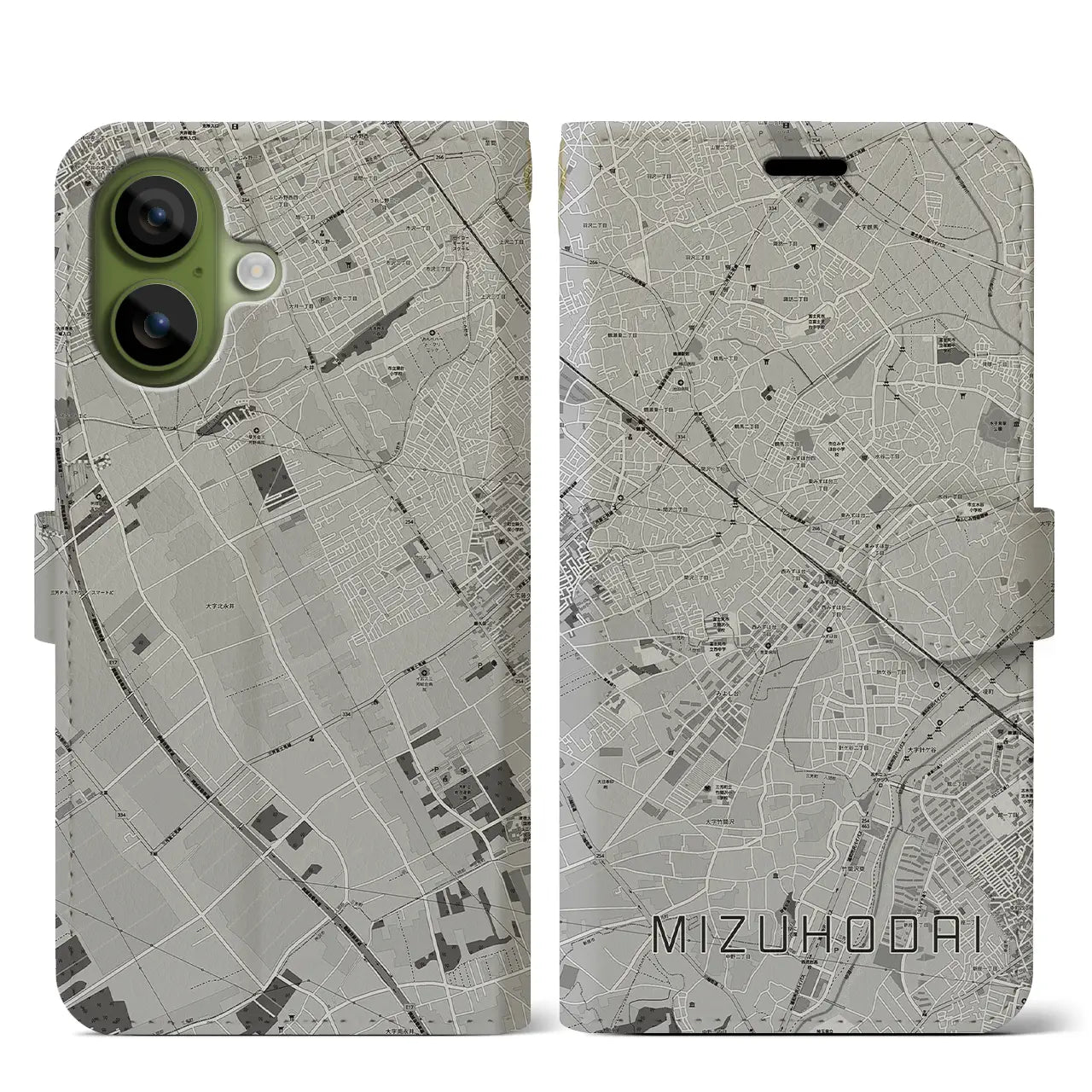 【みずほ台(埼玉県)】地図柄iPhoneケース(手帳タイプ)