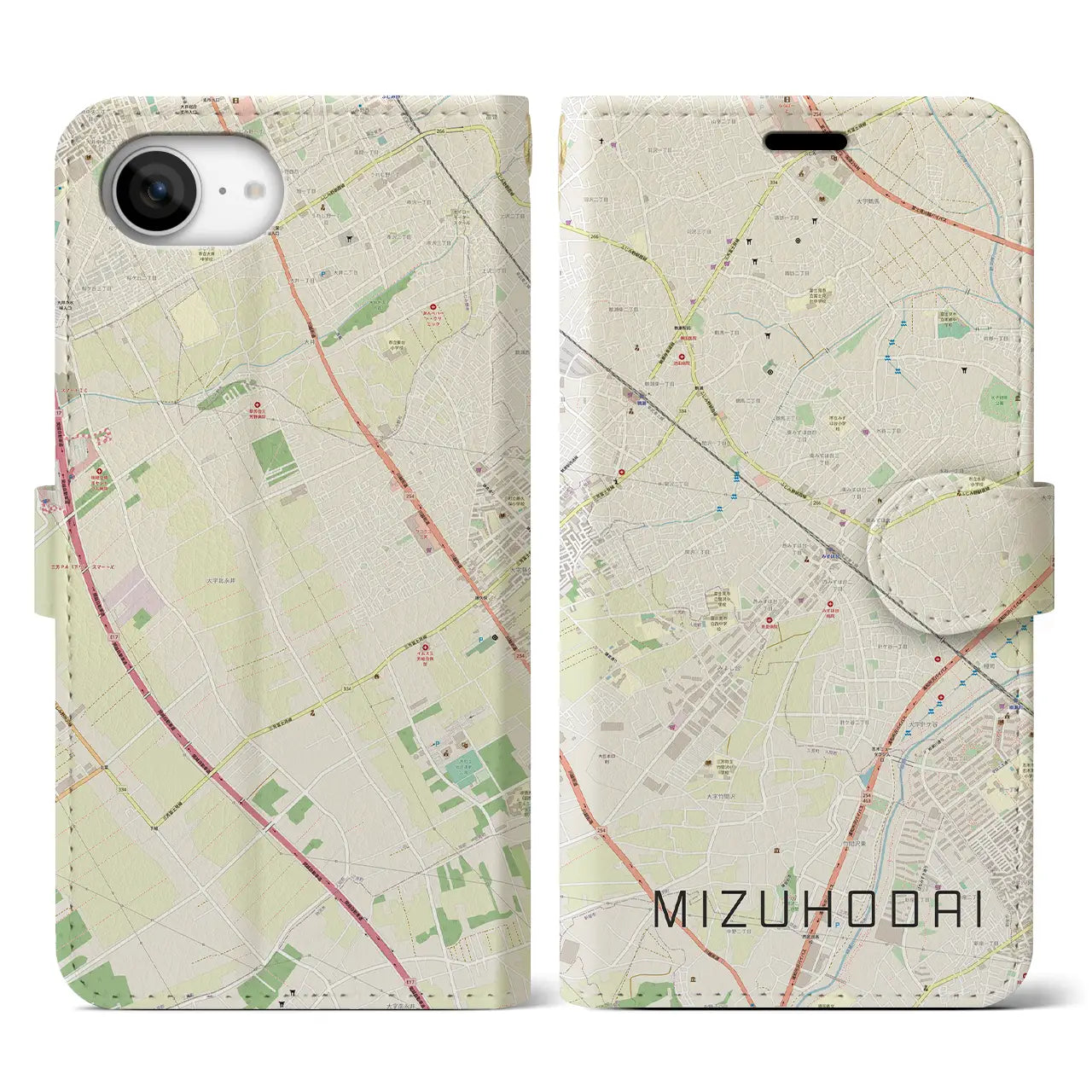 【みずほ台(埼玉県)】地図柄iPhoneケース(手帳タイプ)