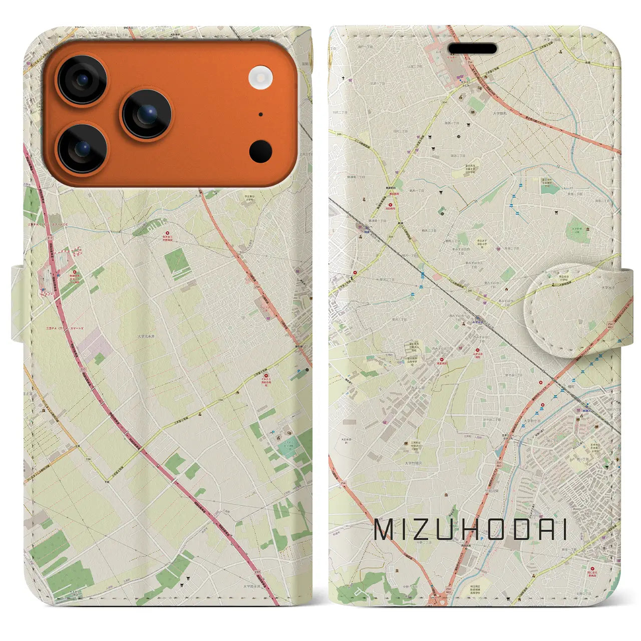 【みずほ台(埼玉県)】地図柄iPhoneケース(手帳タイプ)