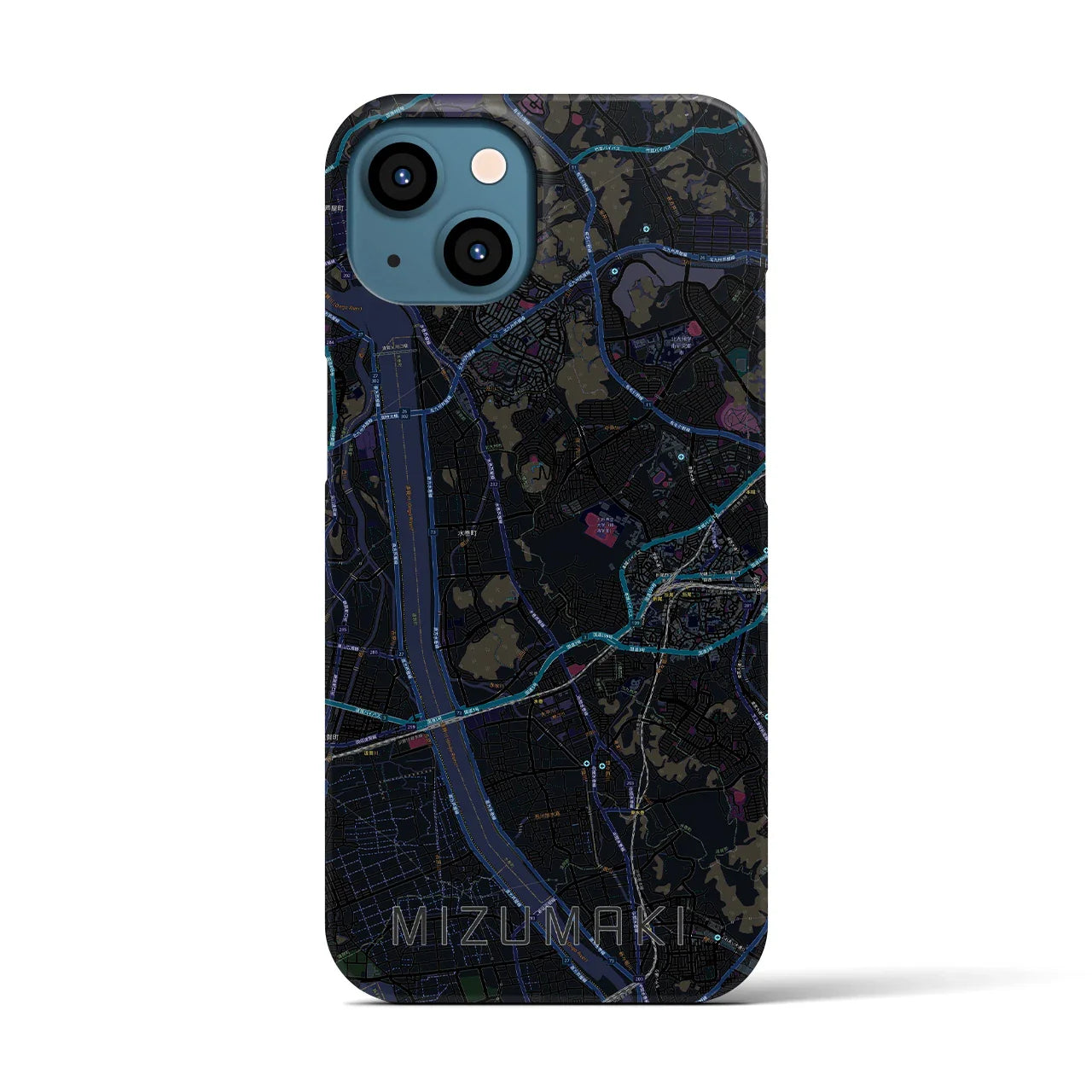 【水巻(福岡県)】地図柄iPhoneケース(バックカバータイプ)