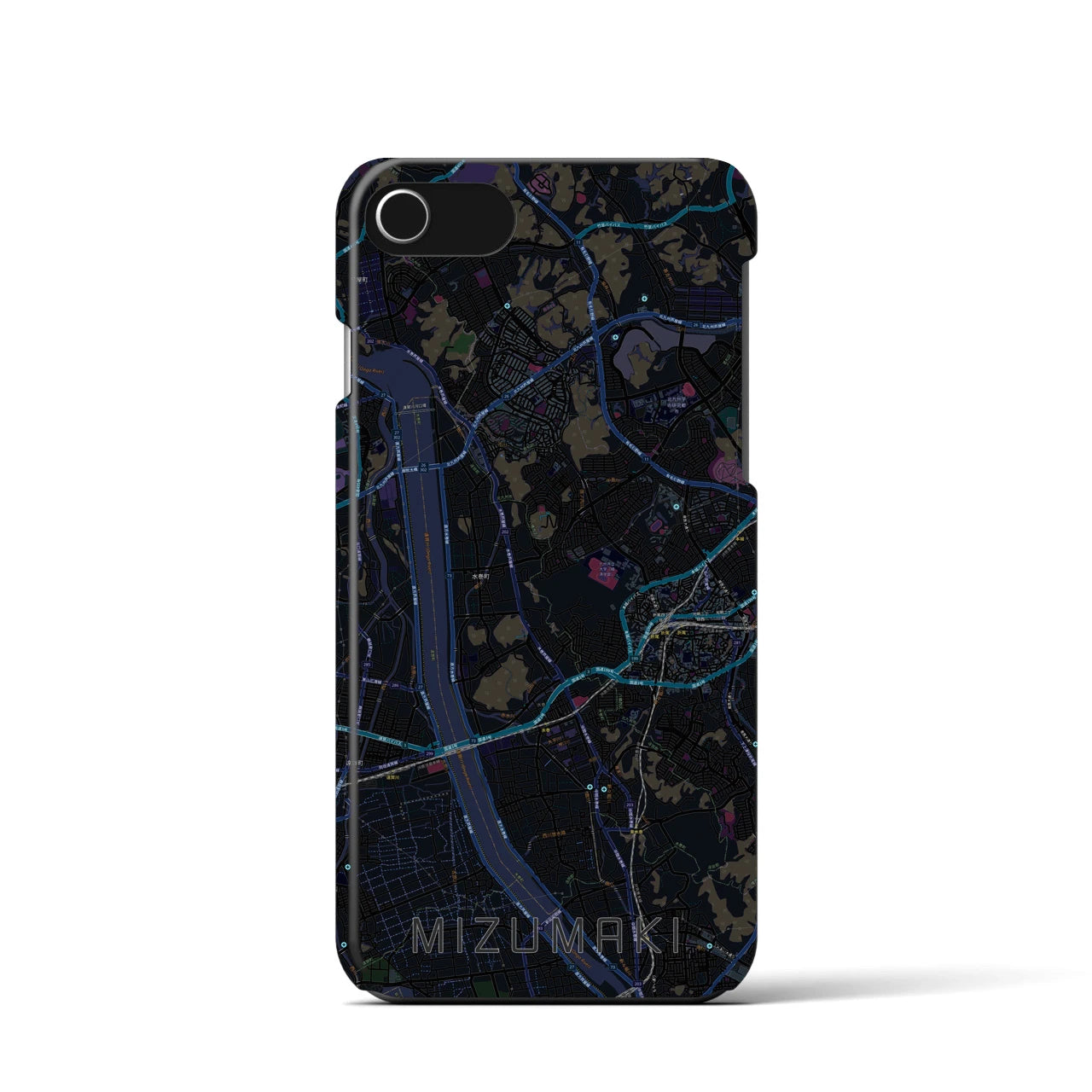 【水巻(福岡県)】地図柄iPhoneケース(バックカバータイプ)