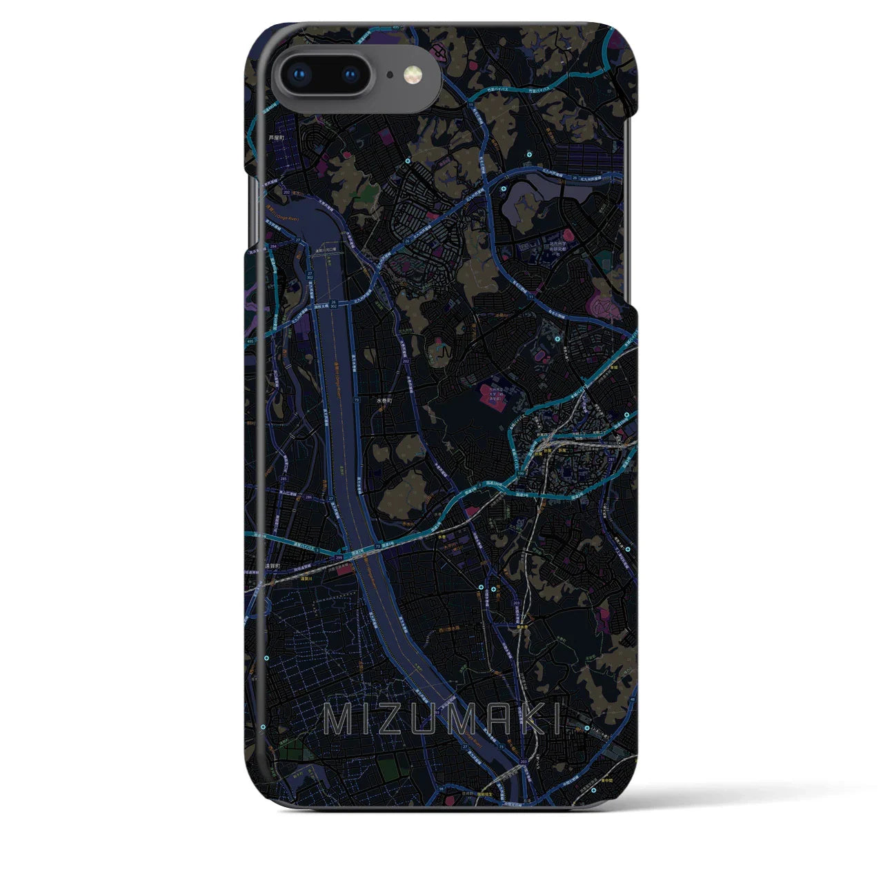 【水巻(福岡県)】地図柄iPhoneケース(バックカバータイプ)