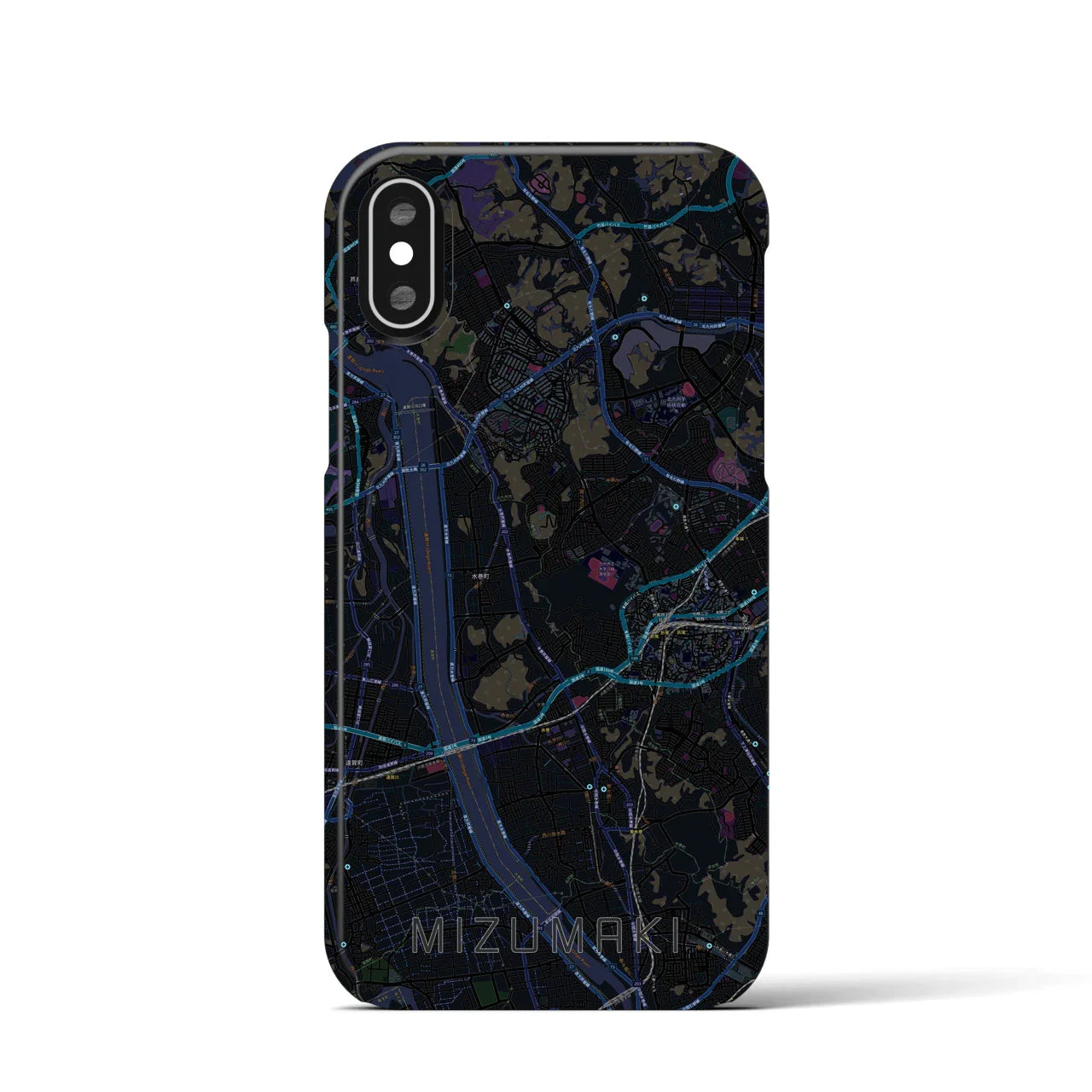 【水巻(福岡県)】地図柄iPhoneケース(バックカバータイプ)